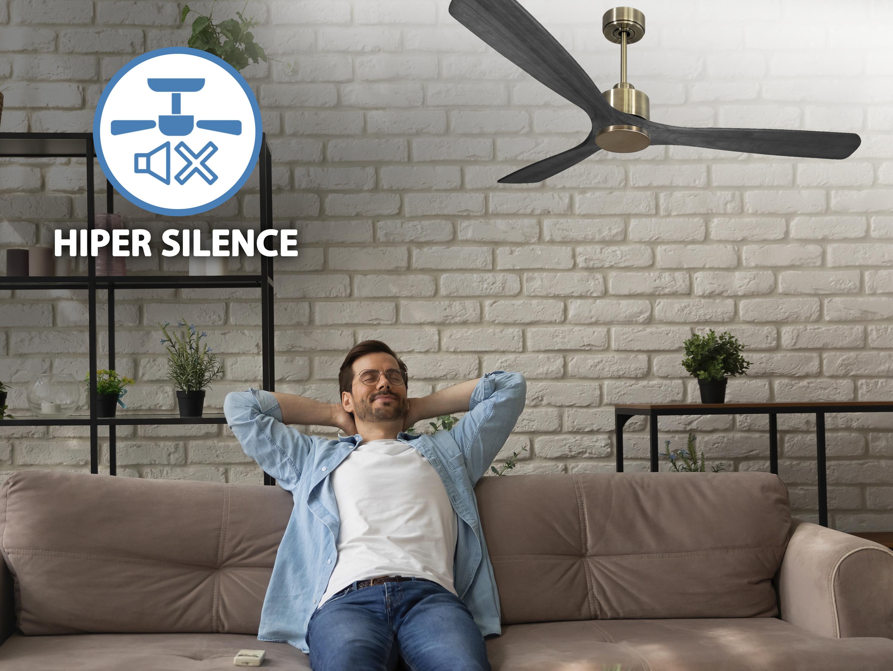 Ventilatore da soffitto Reversibile Termostato Wifi Motore CC Tetti inclinati Telecomando Hypersilence Memoria