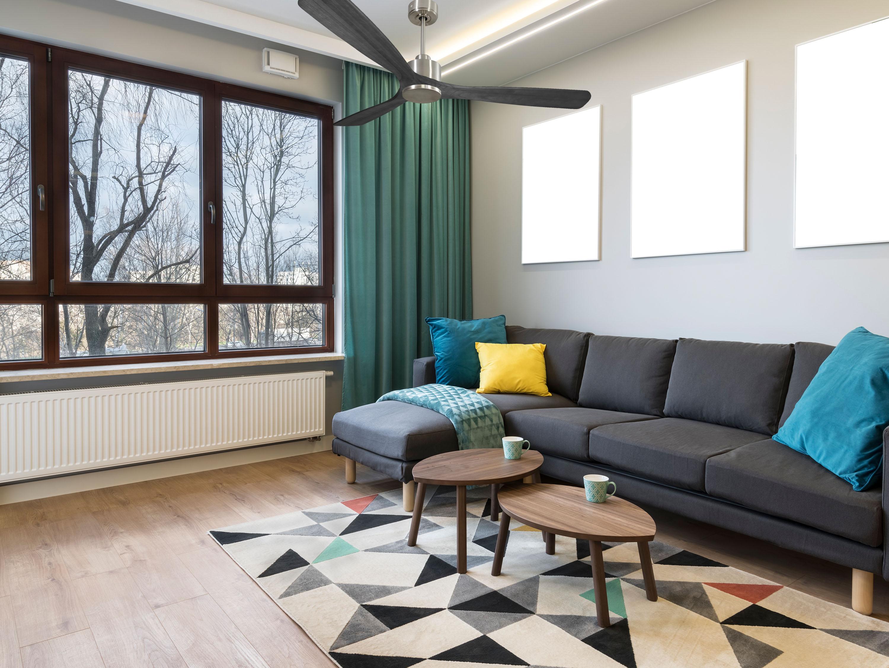 Ventilatore da soffitto Reversibile Termostato Wifi Motore CC Tetti inclinati Telecomando Hypersilence Memoria