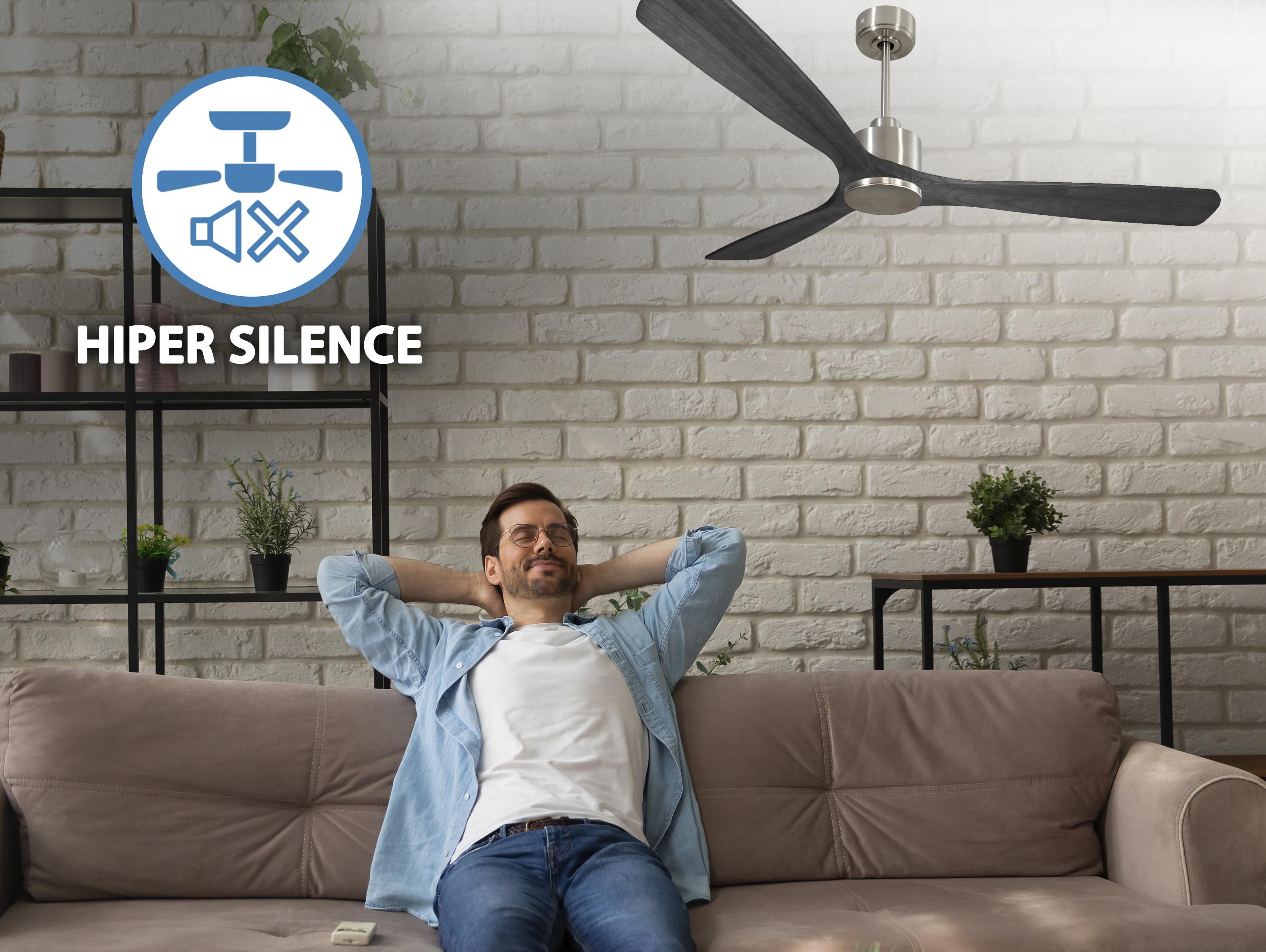 Ventilatore da soffitto Reversibile Termostato Wifi Motore CC Tetti inclinati Telecomando Hypersilence Memoria