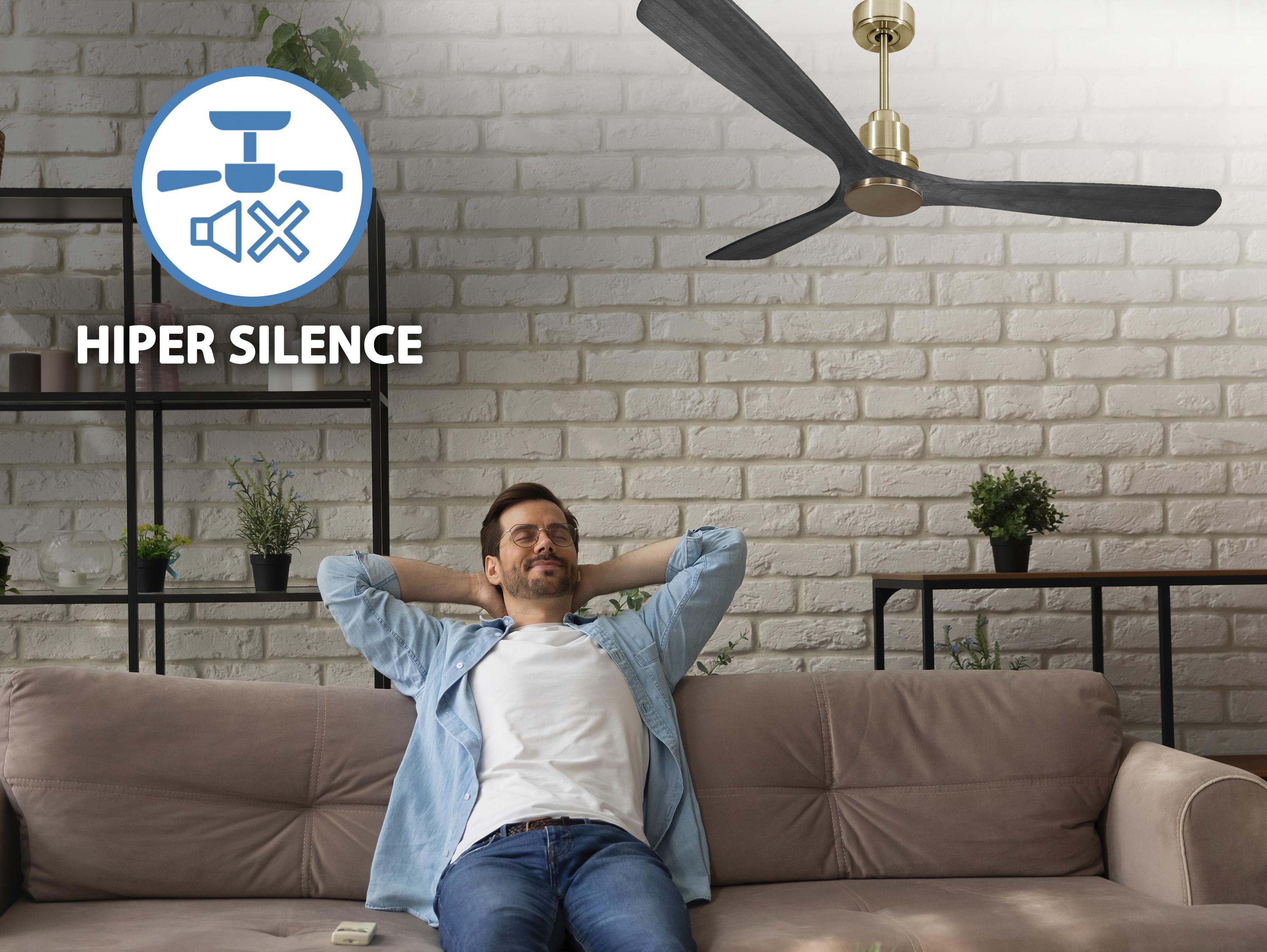 Ventilatore da soffitto Reversibile Termostato Wifi Motore CC Tetti inclinati Telecomando Hypersilence Memoria