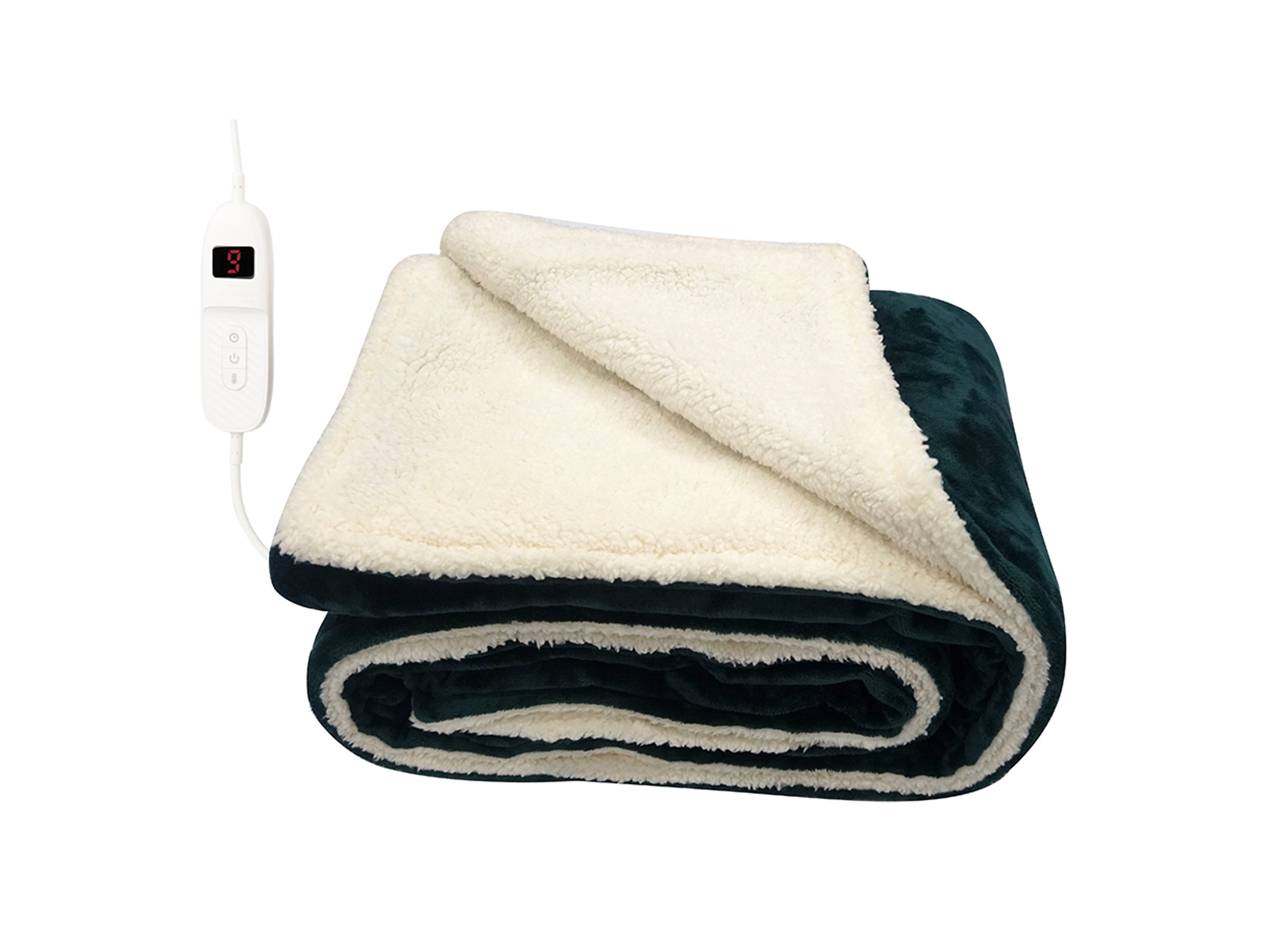 Coperta elettrica di grandi dimensioni con finitura in pelle di pecora
