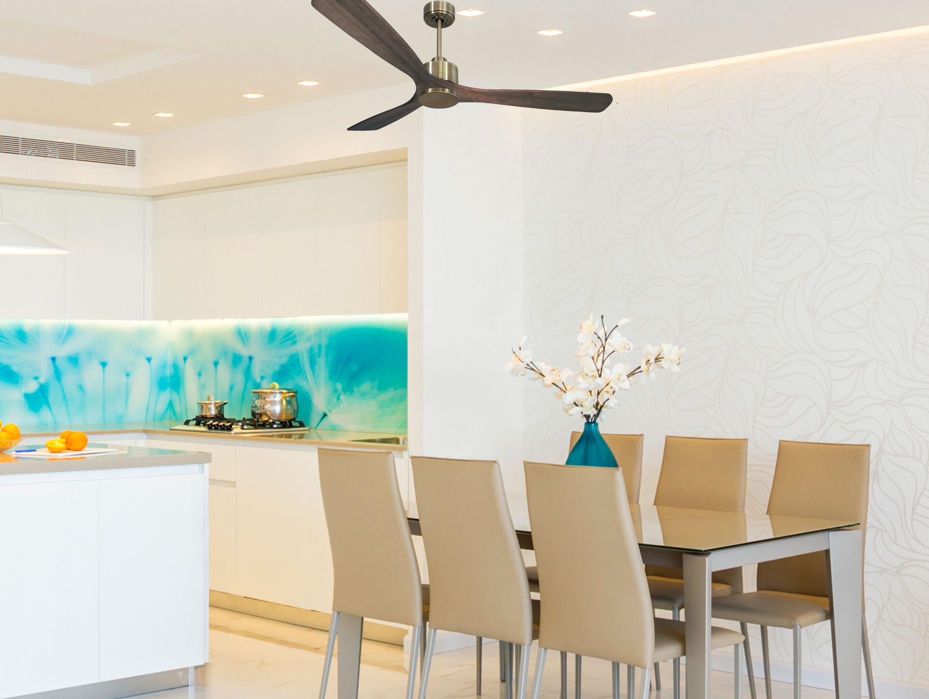 Ventilatore da soffitto Reversibile Termostato Wifi Motore CC Tetti inclinati Telecomando Memoria