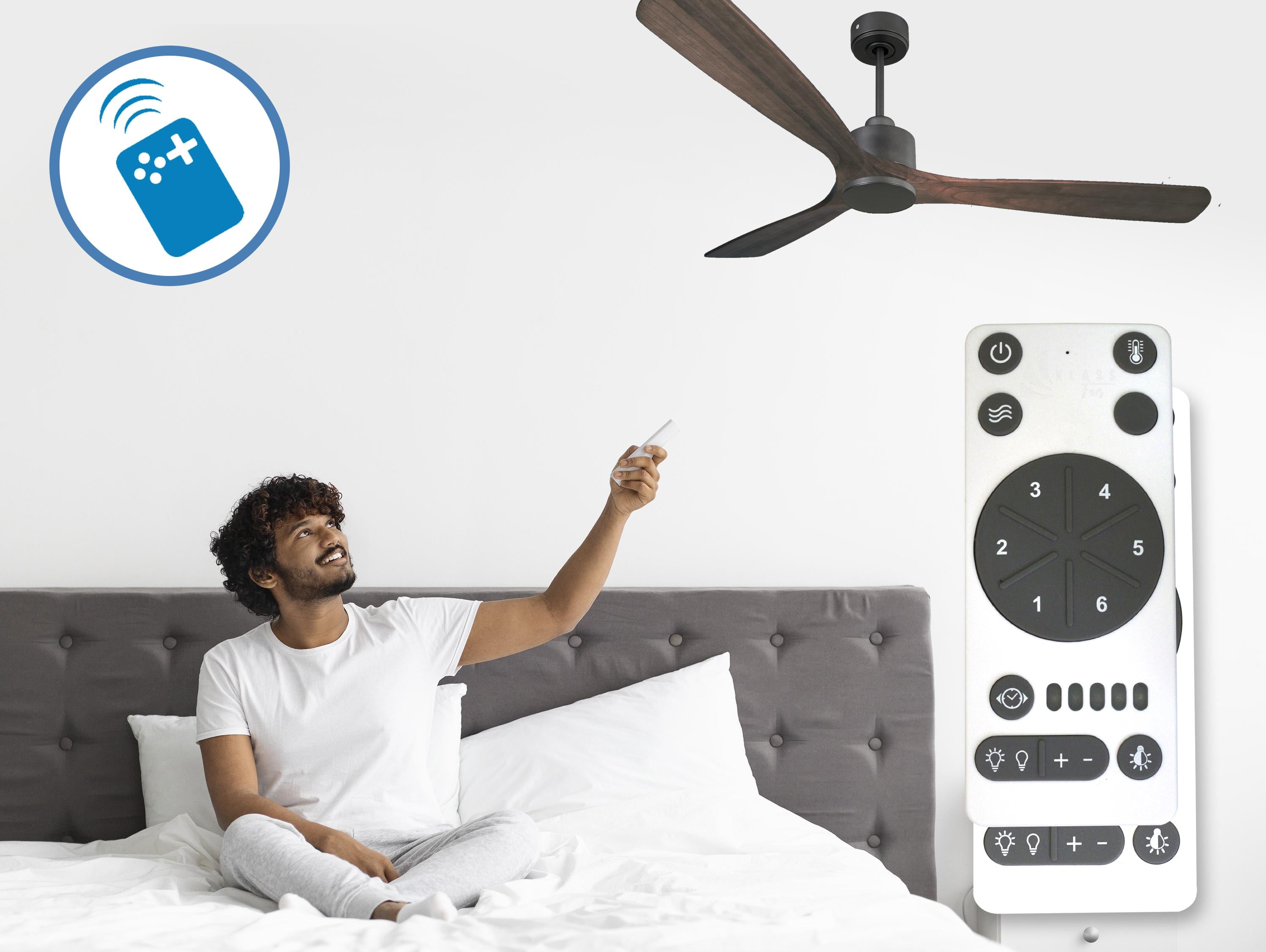 Ventilatore da soffitto Reversibile Termostato Wifi Motore CC Tetti inclinati Telecomando Memoria