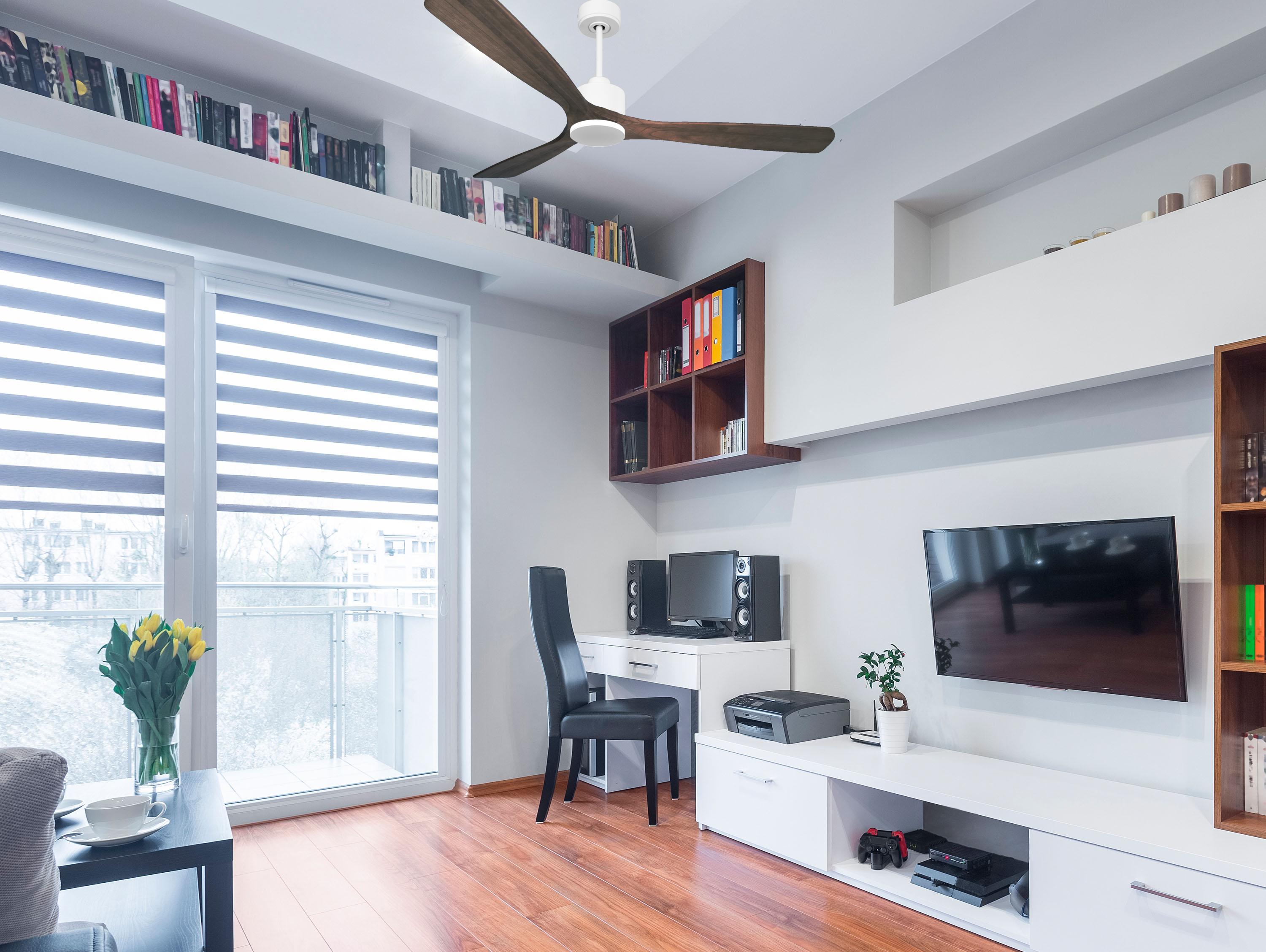 Ventilatore da soffitto Reversibile Termostato Wifi Motore CC Tetti inclinati Telecomando Memoria