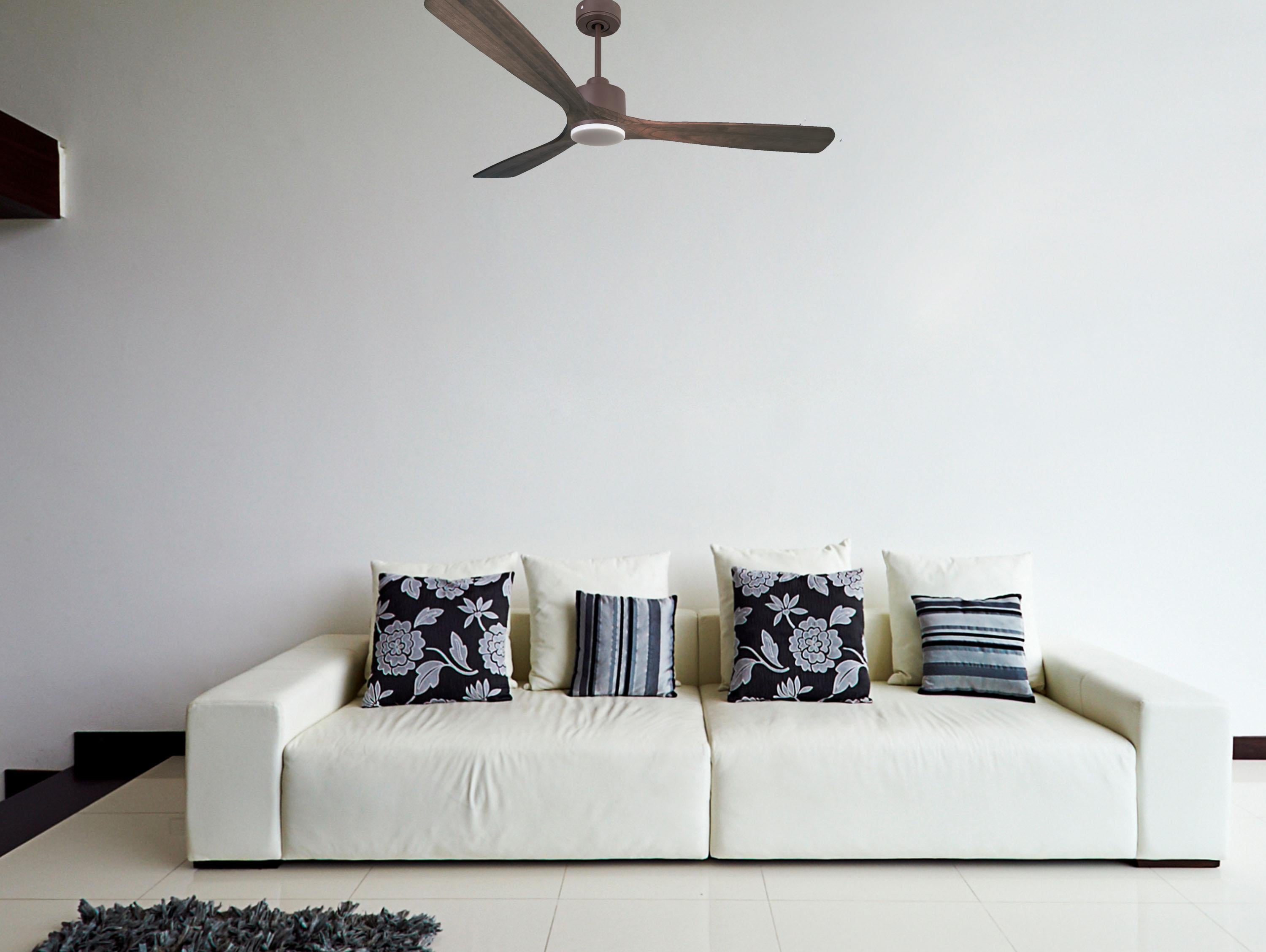 Ventilatore da soffitto Reversibile Termostato Dimmabile Wifi Motore CC Tetti inclinati Telecomando Luce a tre toni Memoria