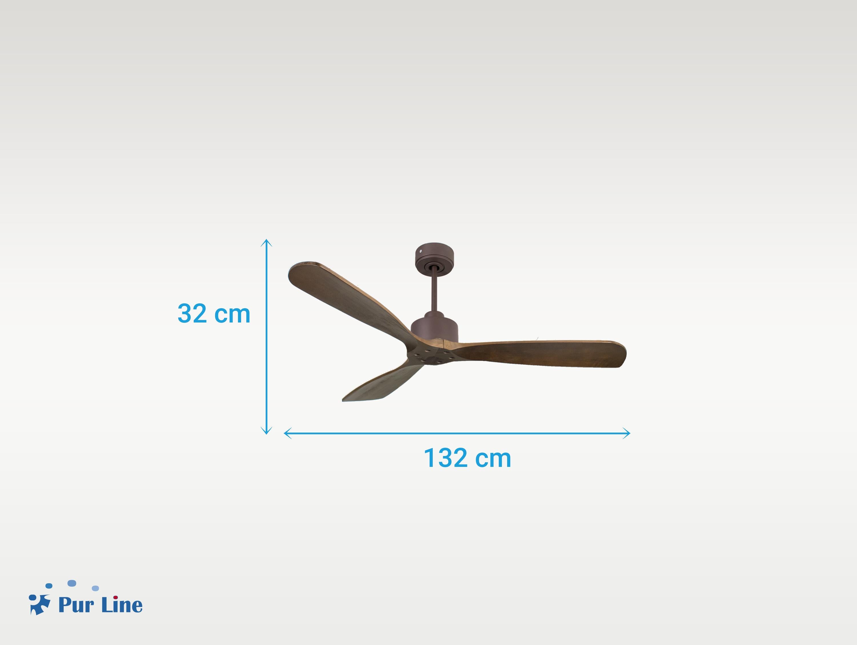 Ventilatore da soffitto Reversibile Termostato Wifi Motore CC Tetti inclinati Telecomando Hypersilence Memoria FullWood