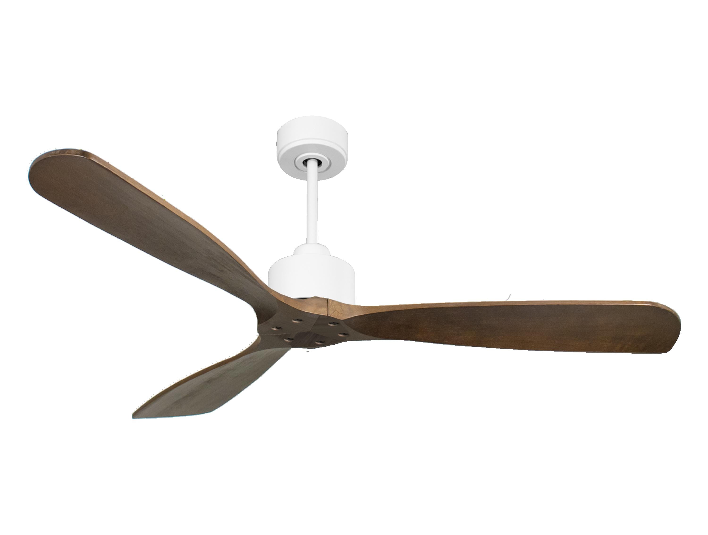 Ventilatore da soffitto Reversibile Termostato Wifi Motore CC Tetti inclinati Telecomando Hypersilence Memoria FullWood