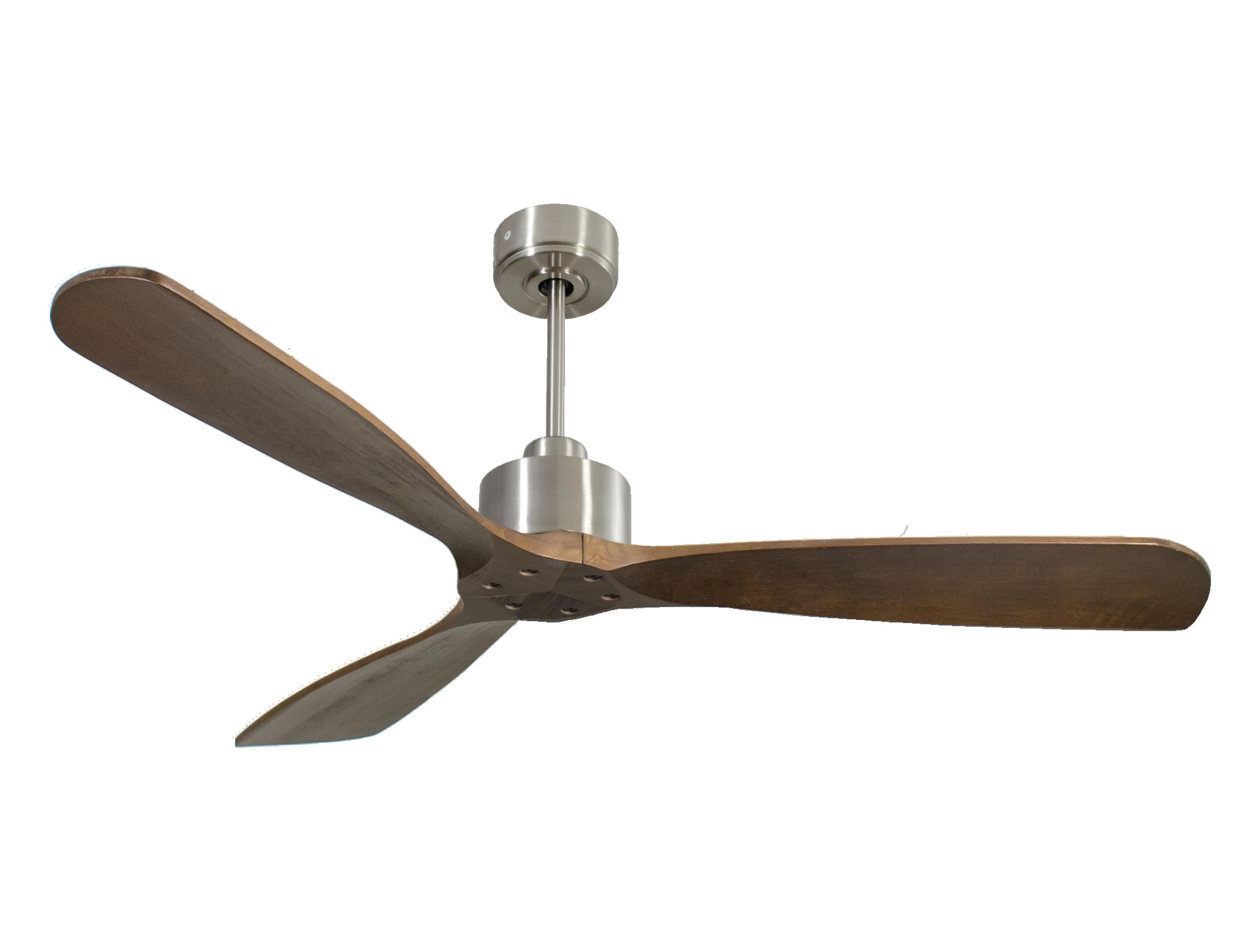 Ventilatore da soffitto Reversibile Termostato Wifi Motore CC Tetti inclinati Telecomando Hypersilence Memoria FullWood