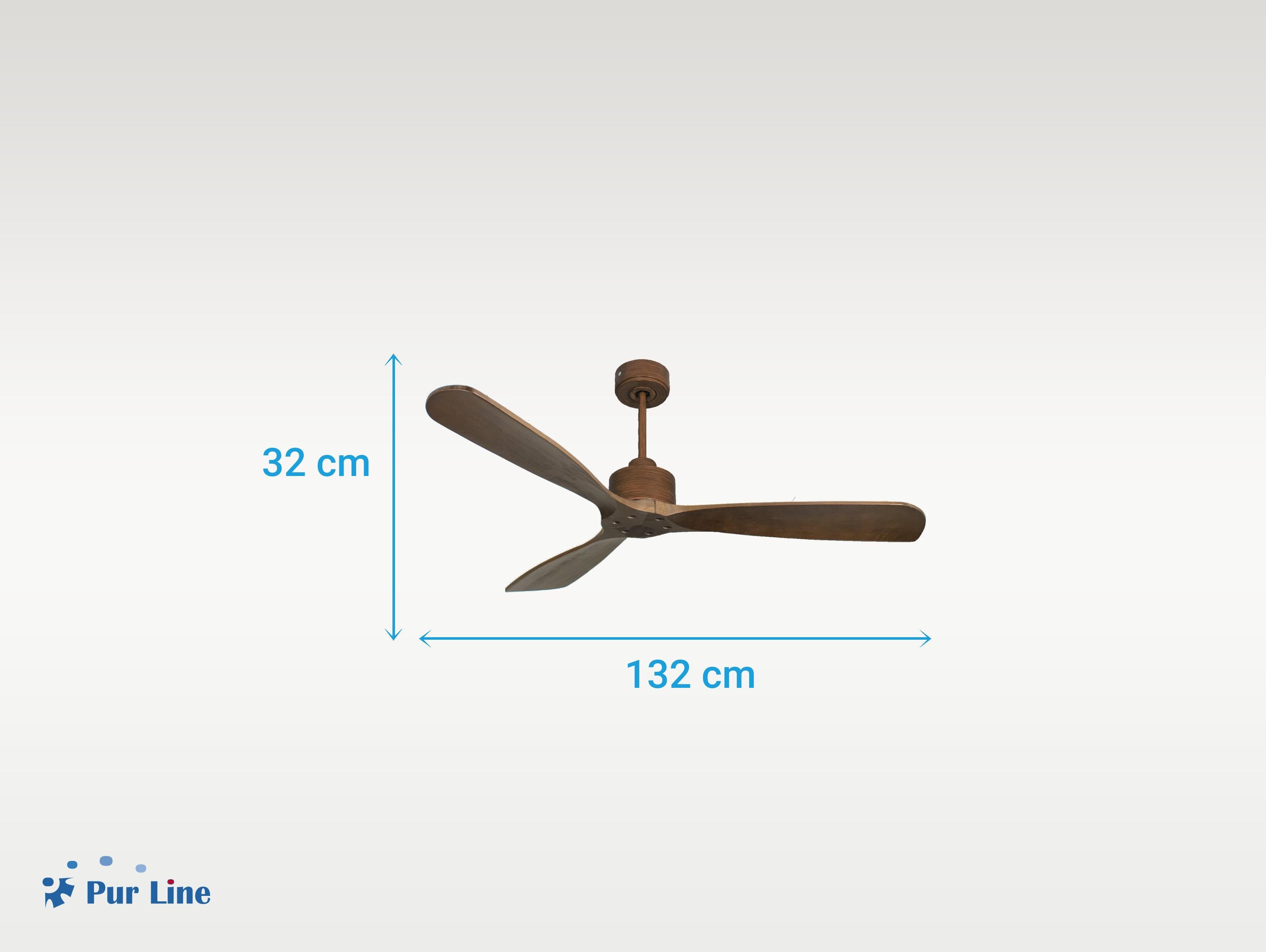 Ventilatore da soffitto Reversibile Termostato Wifi Motore CC Tetti inclinati Telecomando Hypersilence Memoria FullWood