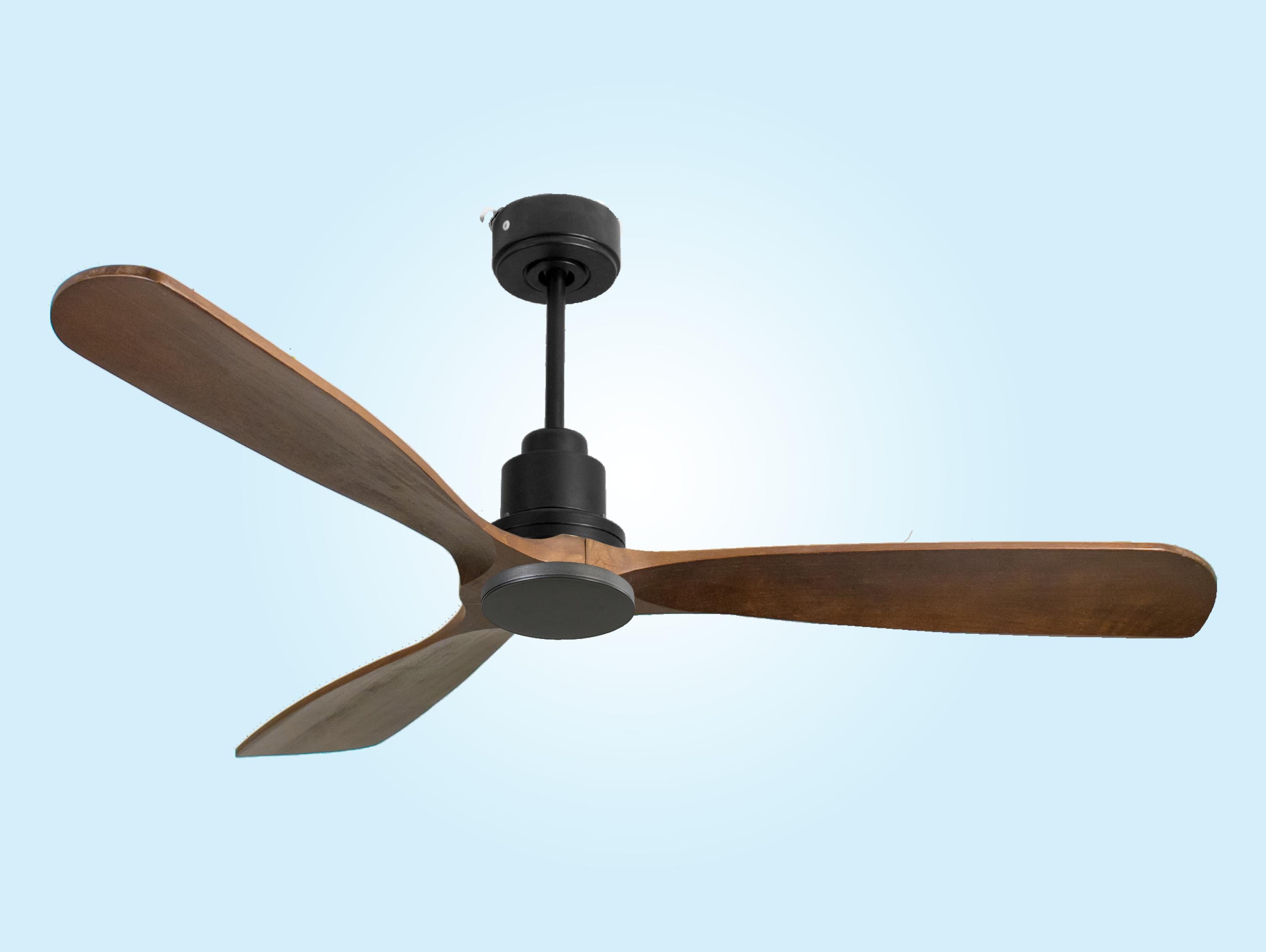 Ventilatore da soffitto Reversibile Termostato Wifi Motore CC Tetti inclinati Telecomando Hypersilence Memoria FullWood