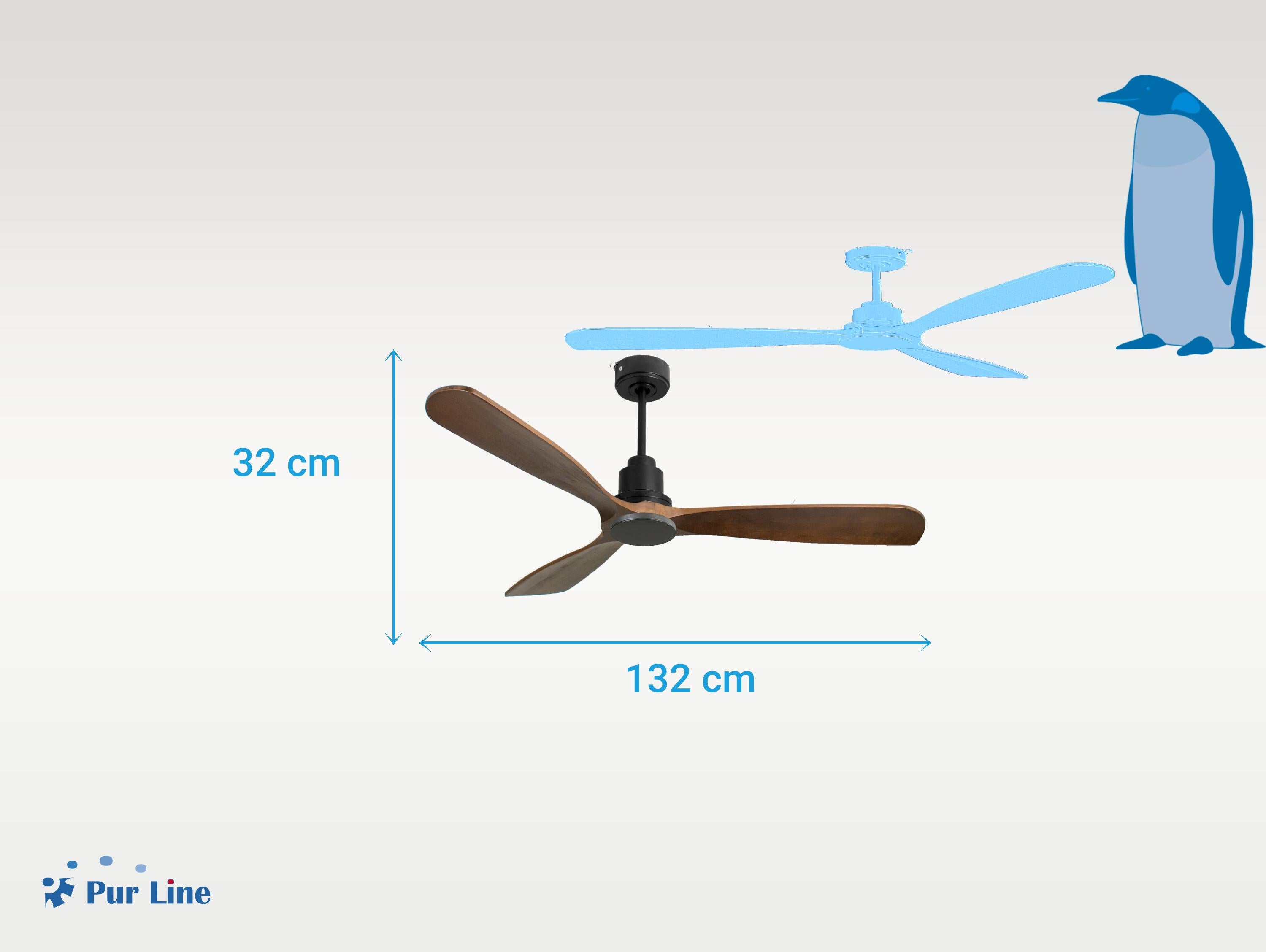 Ventilatore da soffitto Reversibile Termostato Wifi Motore CC Tetti inclinati Telecomando Hypersilence Memoria FullWood