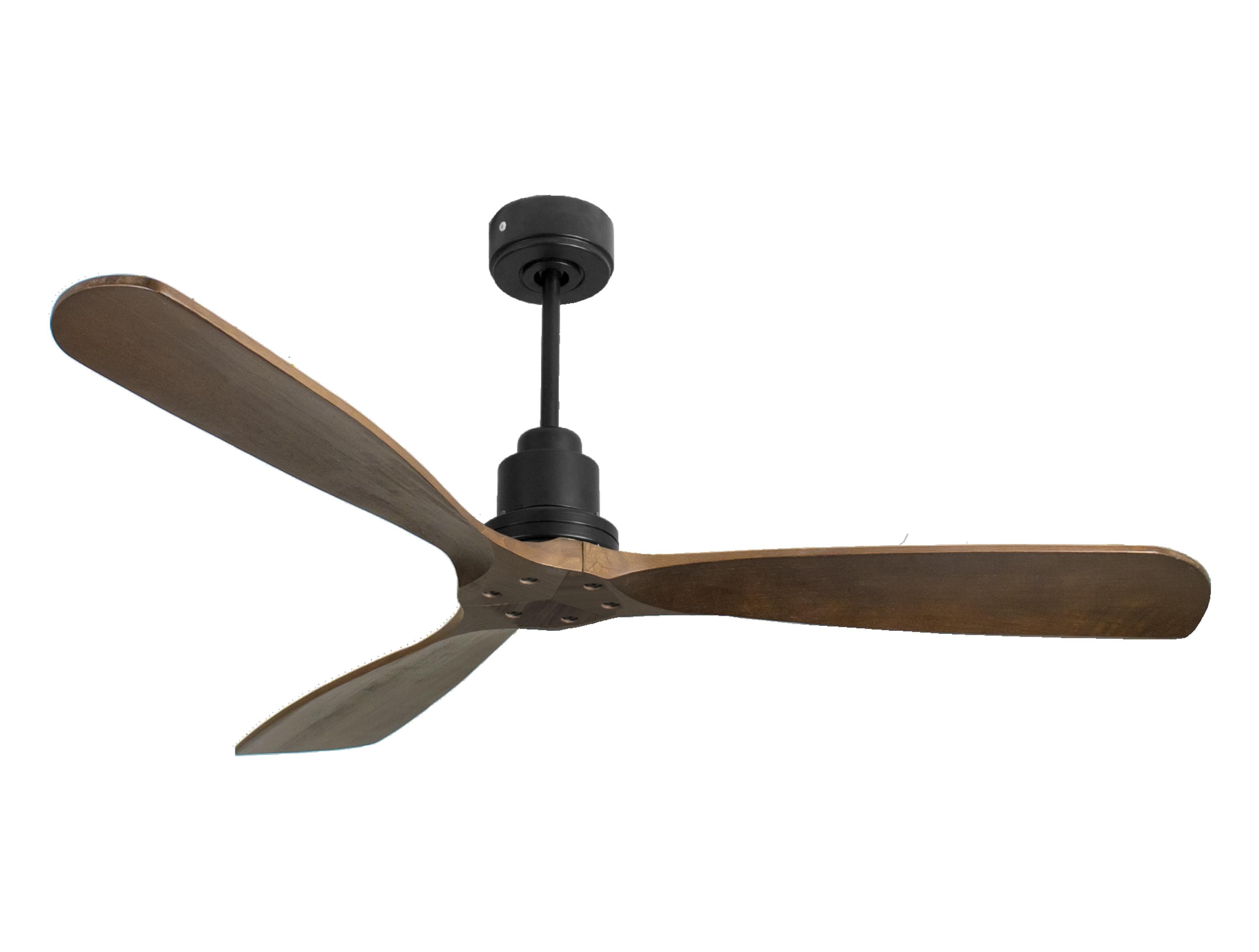 Ventilatore da soffitto Reversibile Termostato Wifi Motore CC Tetti inclinati Telecomando Hypersilence Memoria FullWood