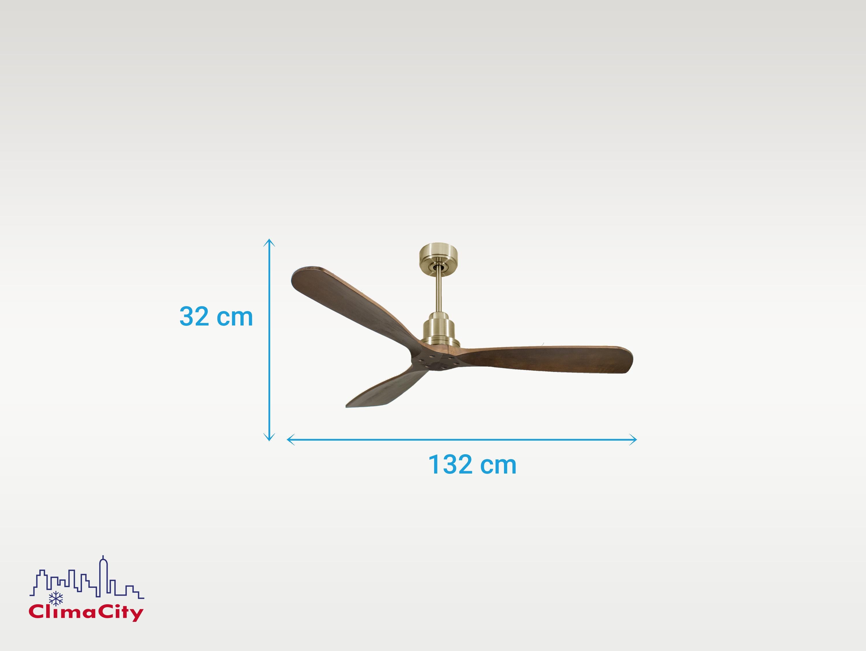 Ventilatore da soffitto Reversibile Termostato Wifi Motore CC Tetti inclinati Telecomando Hypersilence Memoria FullWood