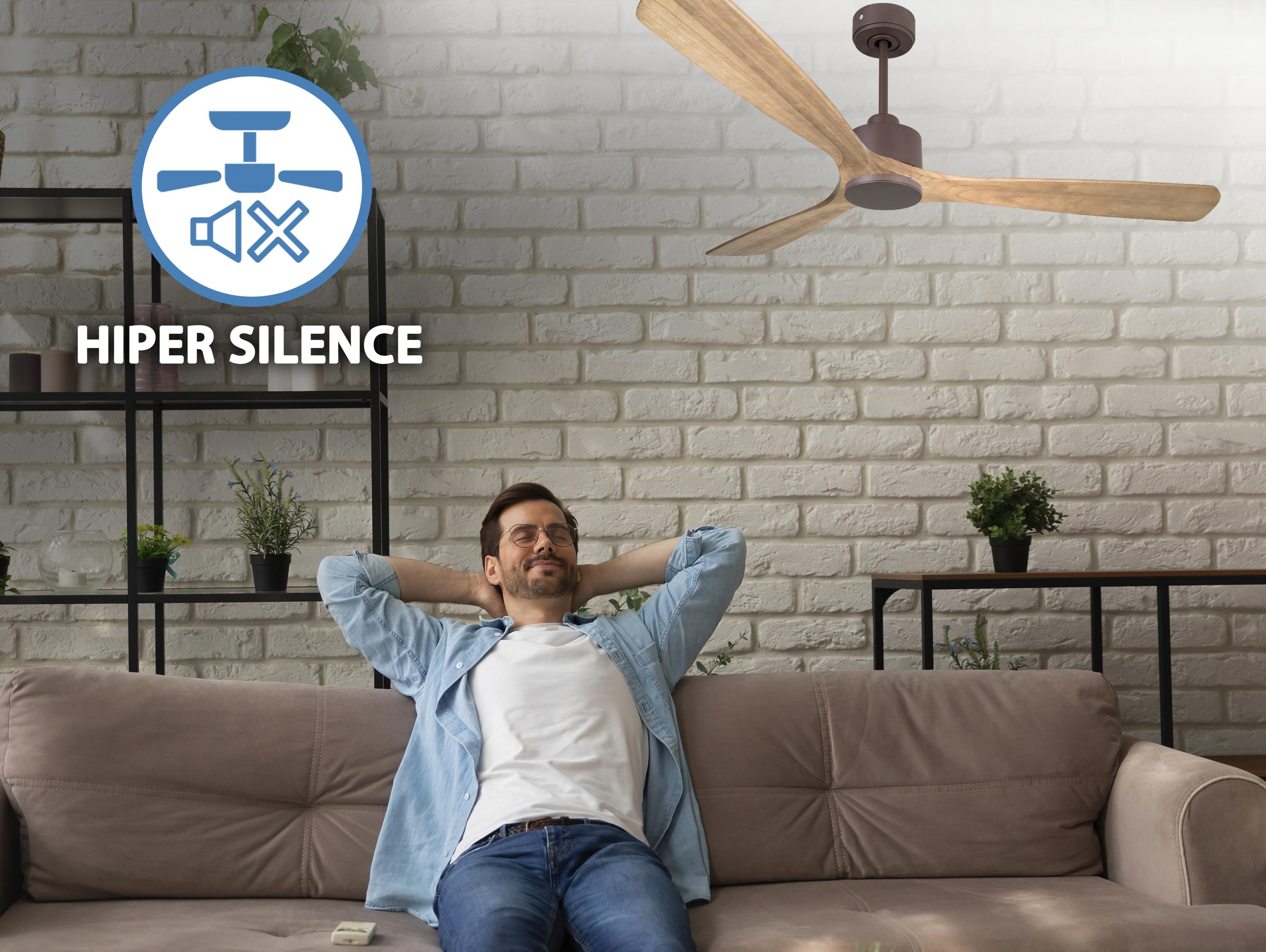 Ventilatore da soffitto Reversibile Termostato Wifi Motore CC Tetti inclinati Telecomando Hypersilence Memoria