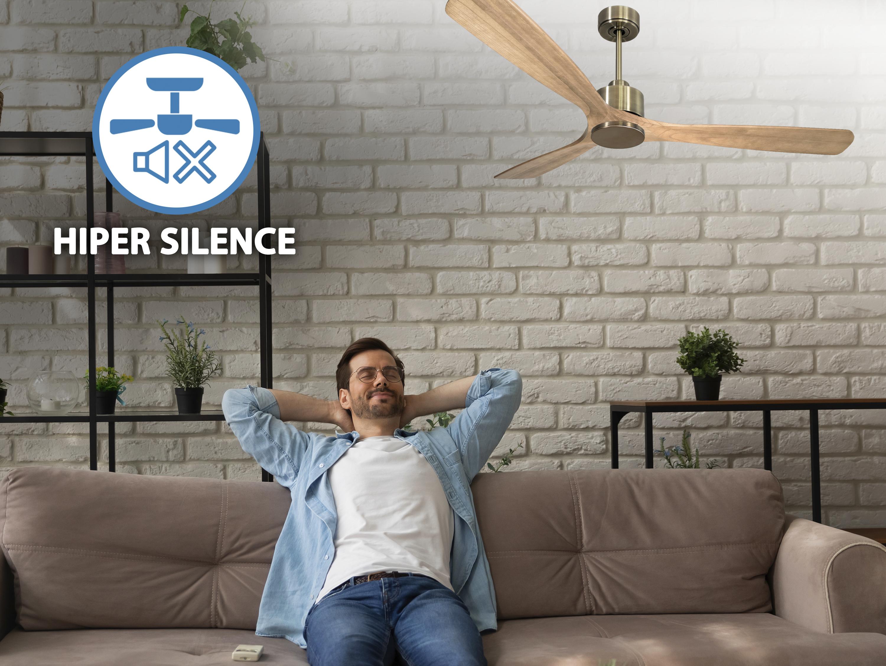 Ventilatore da soffitto Reversibile Termostato Wifi Motore CC Tetti inclinati Telecomando Hypersilence Memoria