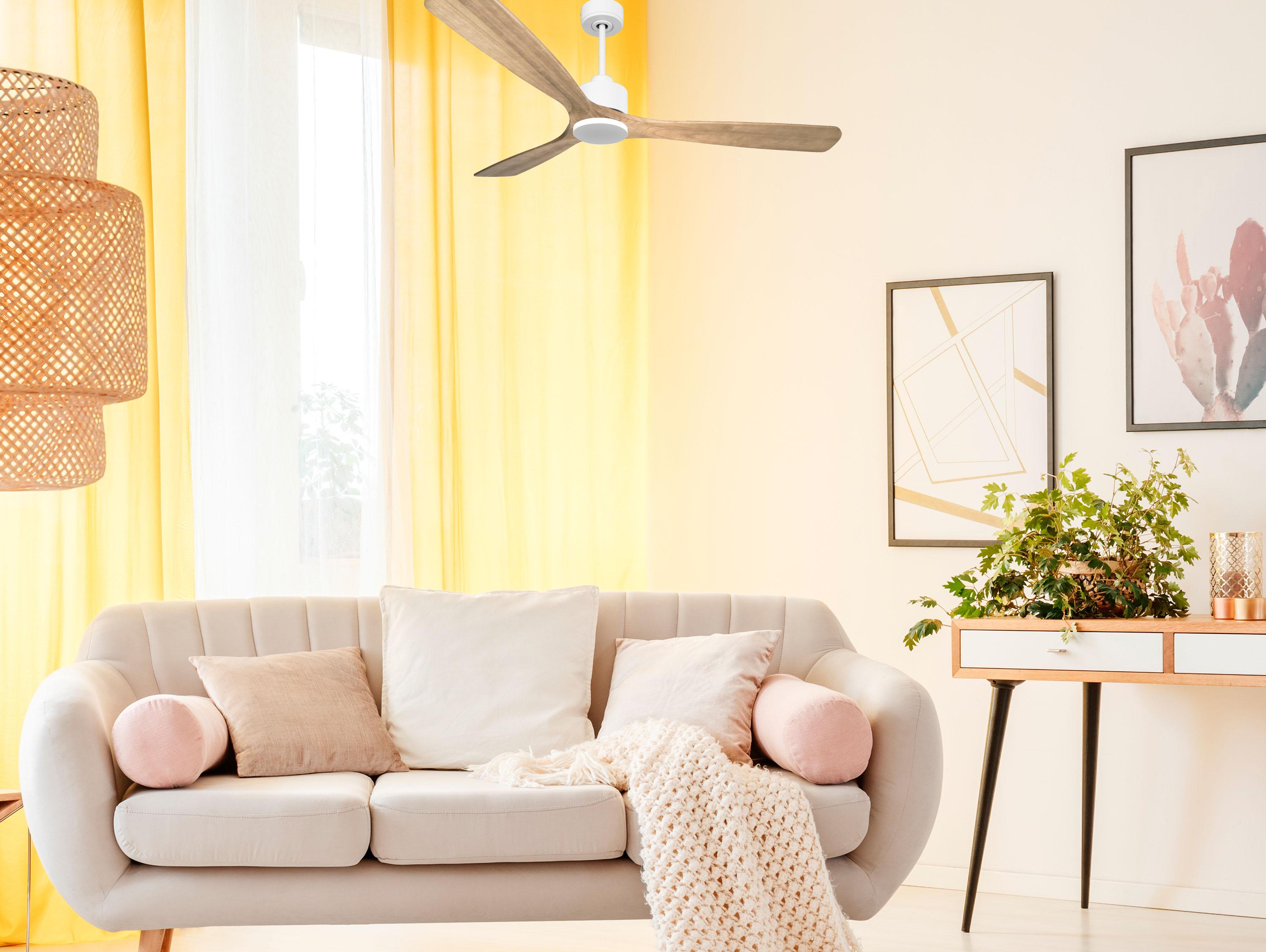 Ventilatore da soffitto Reversibile Termostato Wifi Motore CC Tetti inclinati Telecomando Hypersilence Memoria