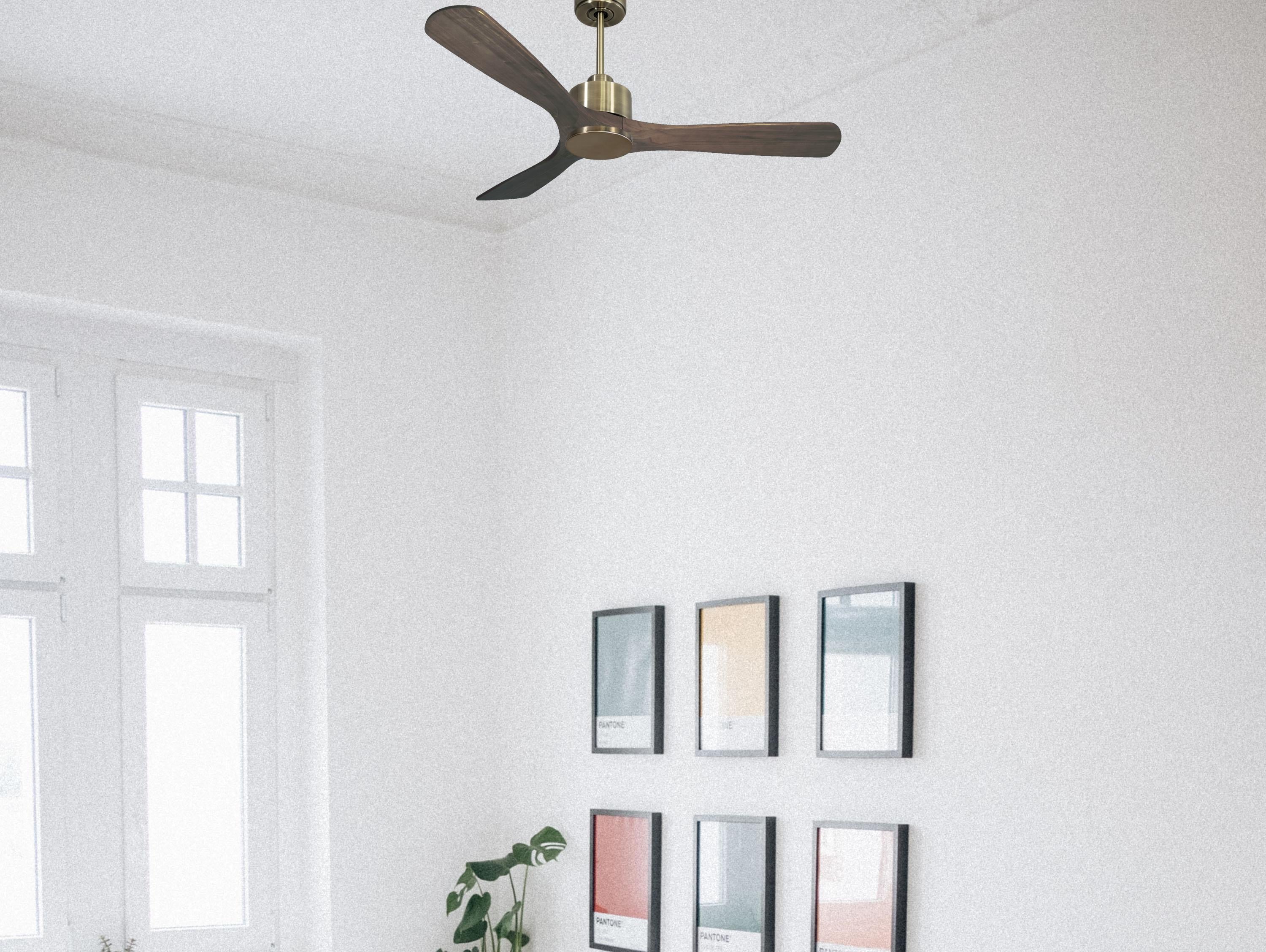 Ventilatore da soffitto Reversibile Termostato Wifi Motore CC Tetti inclinati Telecomando Hypersilence Memoria