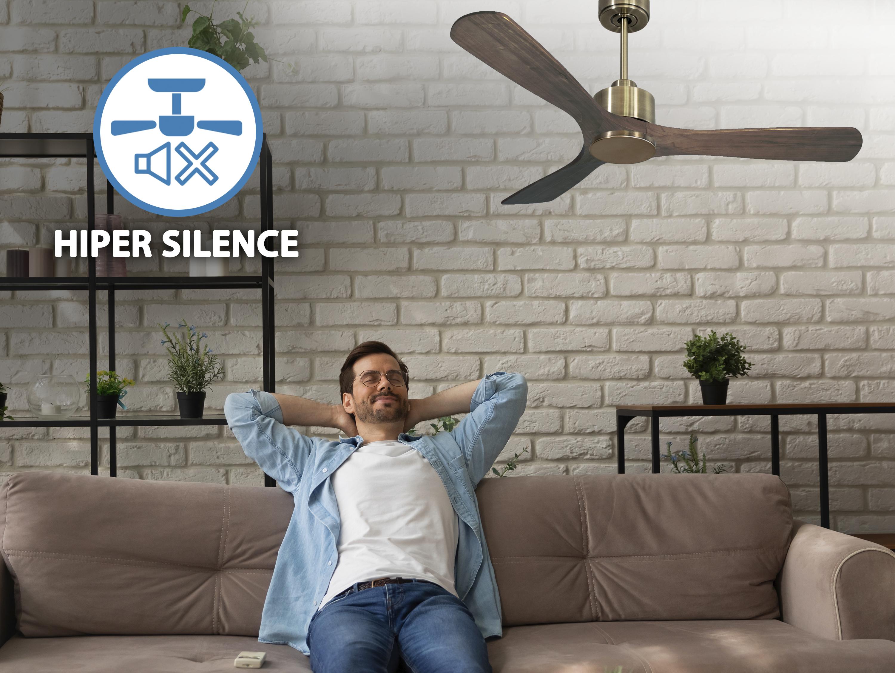 Ventilatore da soffitto Reversibile Termostato Wifi Motore CC Tetti inclinati Telecomando Hypersilence Memoria