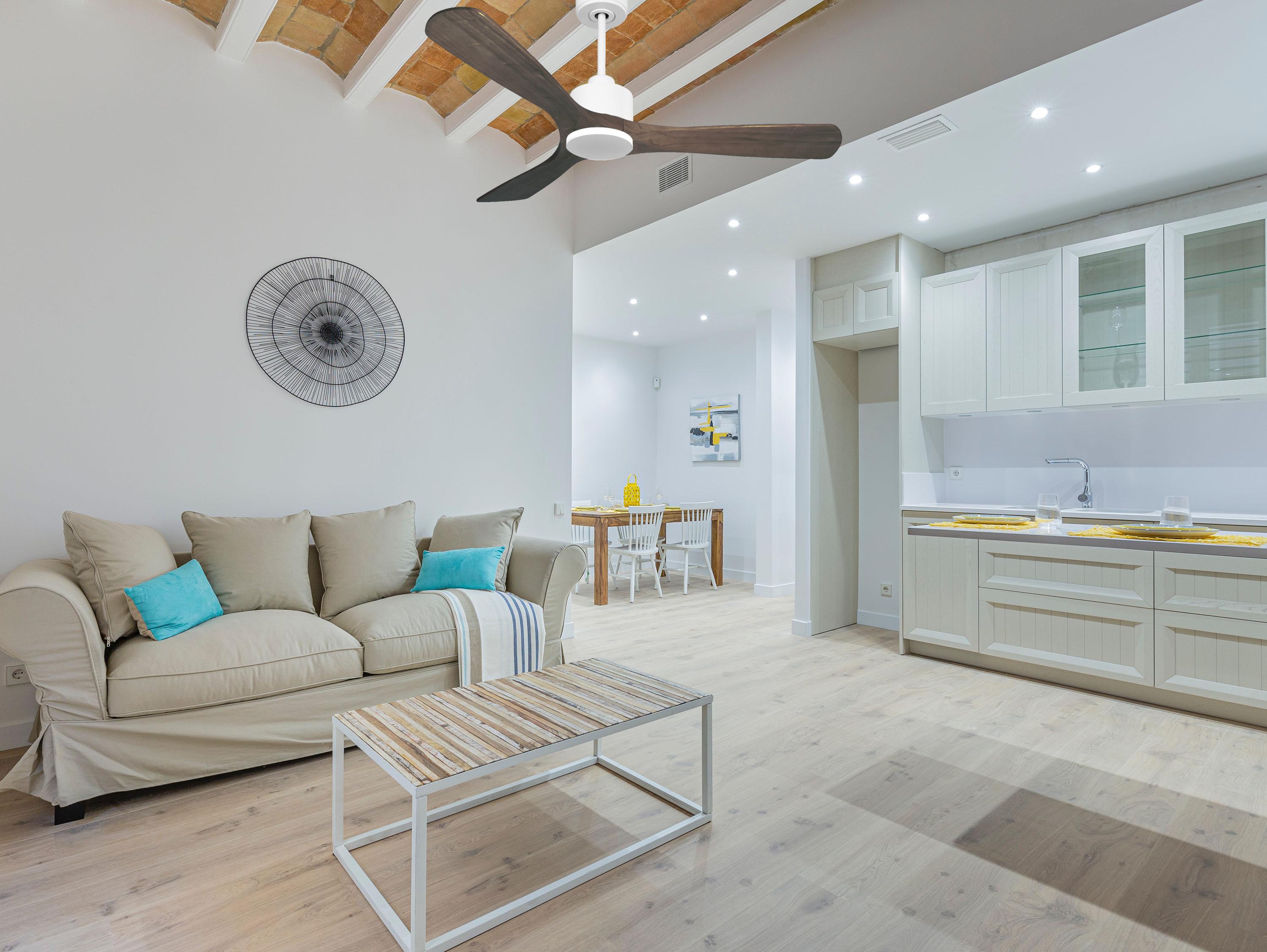 Ventilatore da soffitto Reversibile Termostato Wifi Motore CC Tetti inclinati Telecomando Hypersilence Memoria