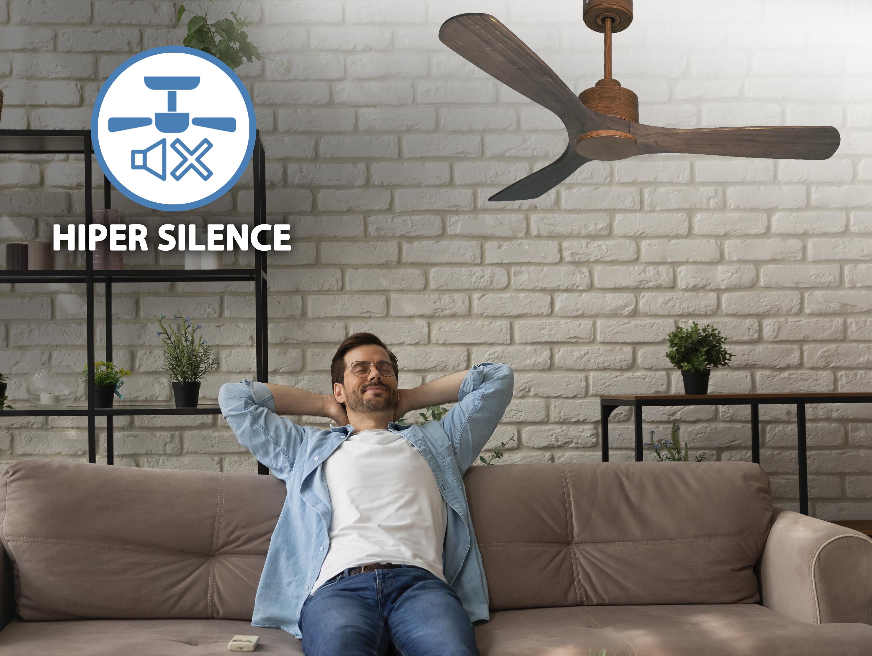 Ventilatore da soffitto Reversibile Termostato Wifi Motore CC Tetti inclinati Telecomando Hypersilence Memoria