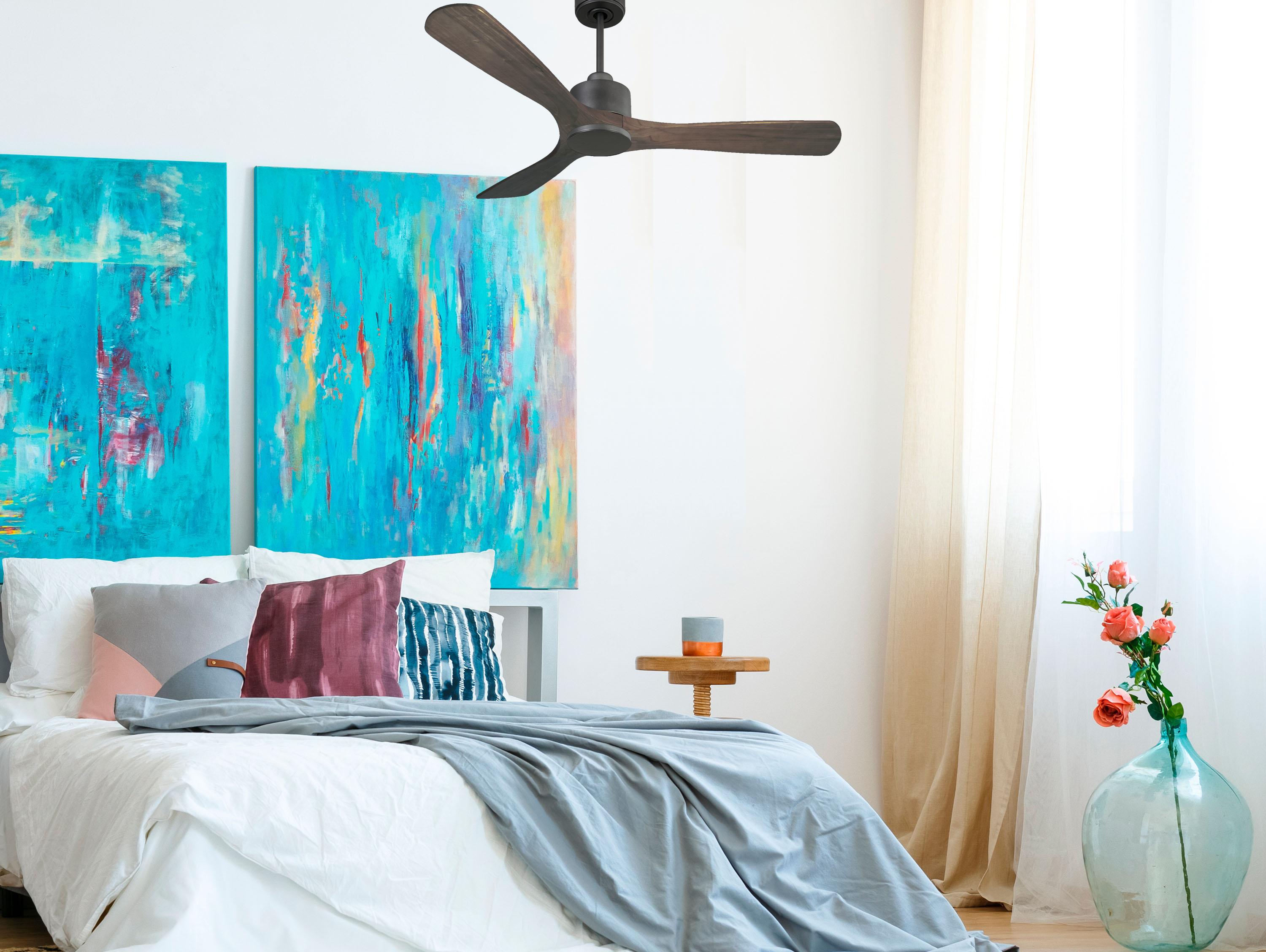 Ventilatore da soffitto Reversibile Termostato Wifi Motore CC Tetti inclinati Telecomando Hypersilence Memoria