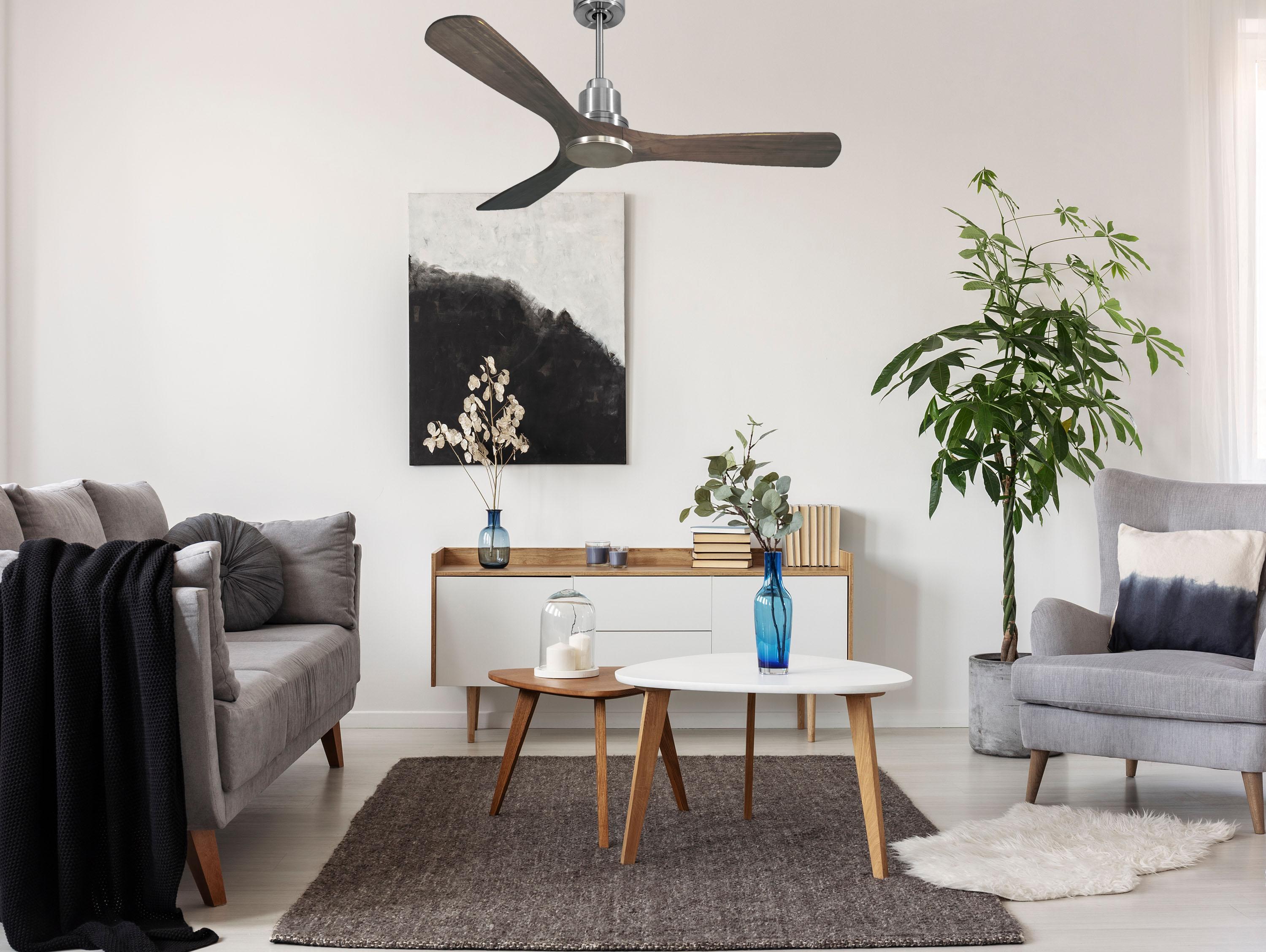 Ventilatore da soffitto Reversibile Termostato Wifi Motore CC Tetti inclinati Telecomando Hypersilence Memoria Shopify Vendible (AUTOMATICO)