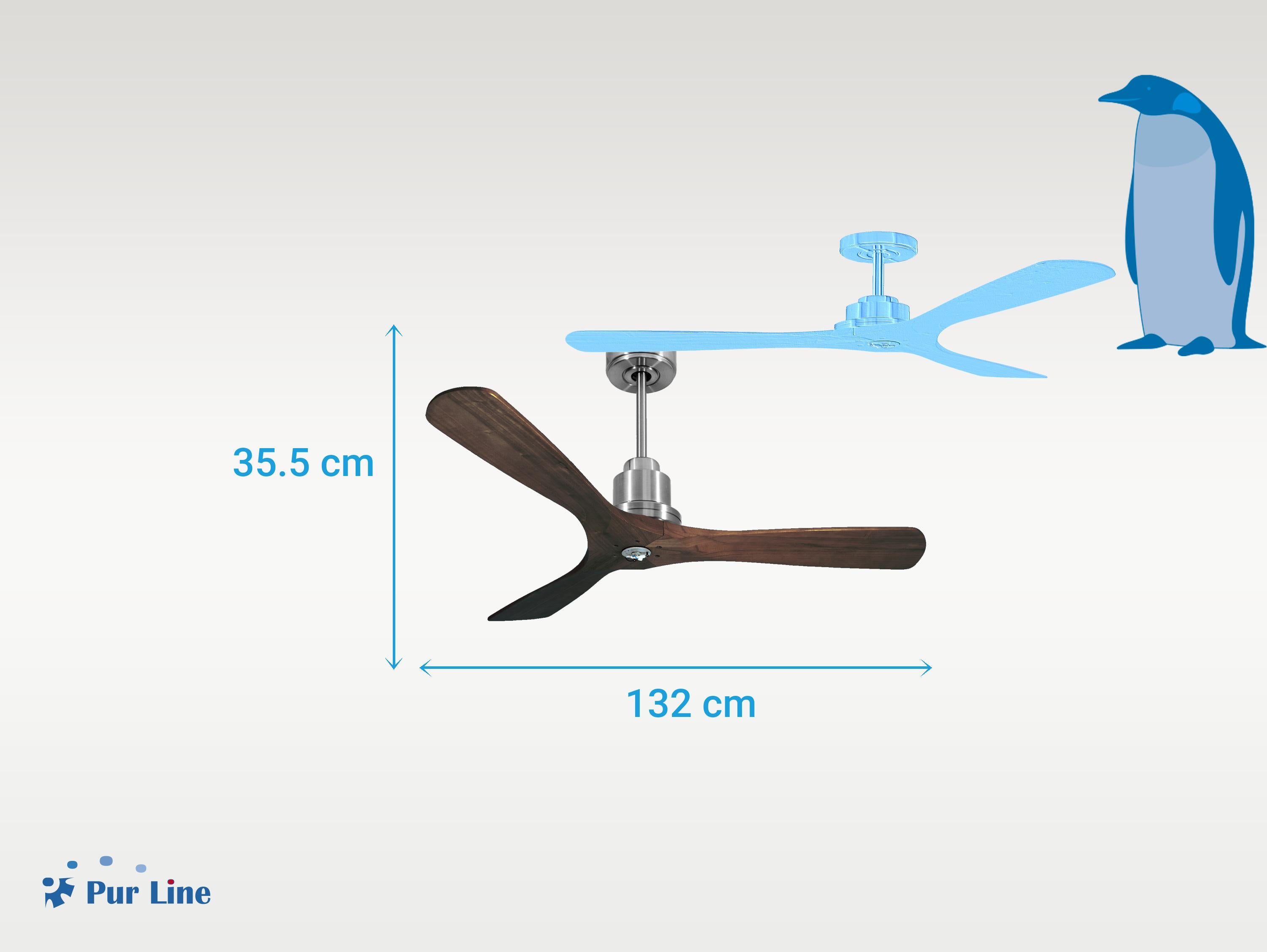 Ventilatore da soffitto Reversibile Termostato Dimmabile Wifi Motore CC Tetti inclinati Telecomando Luce a tre toni Hypersilence Memoria Shopify Vendible (AUTOMATICO)