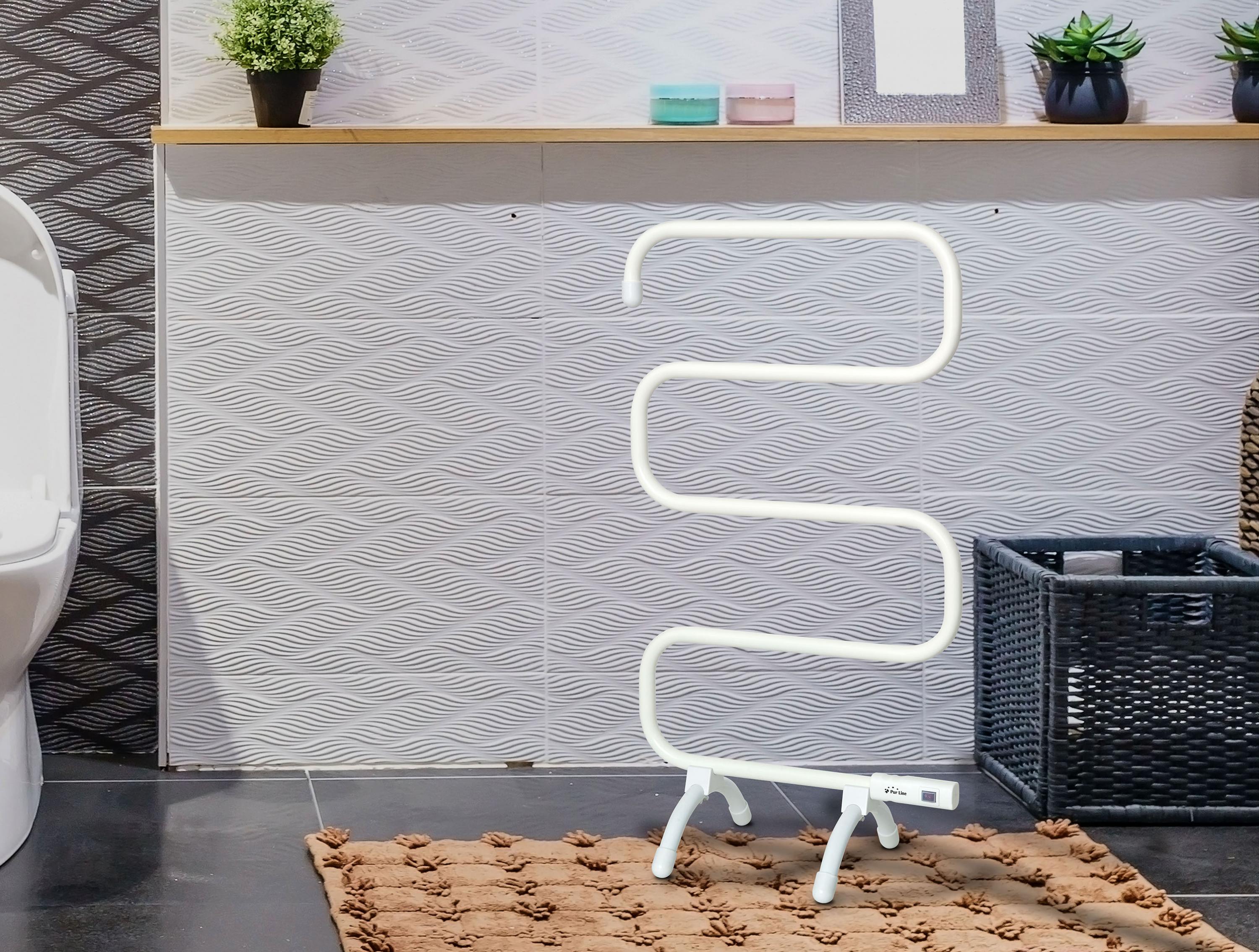 Portasciugamani bianco dal design moderno in alluminio