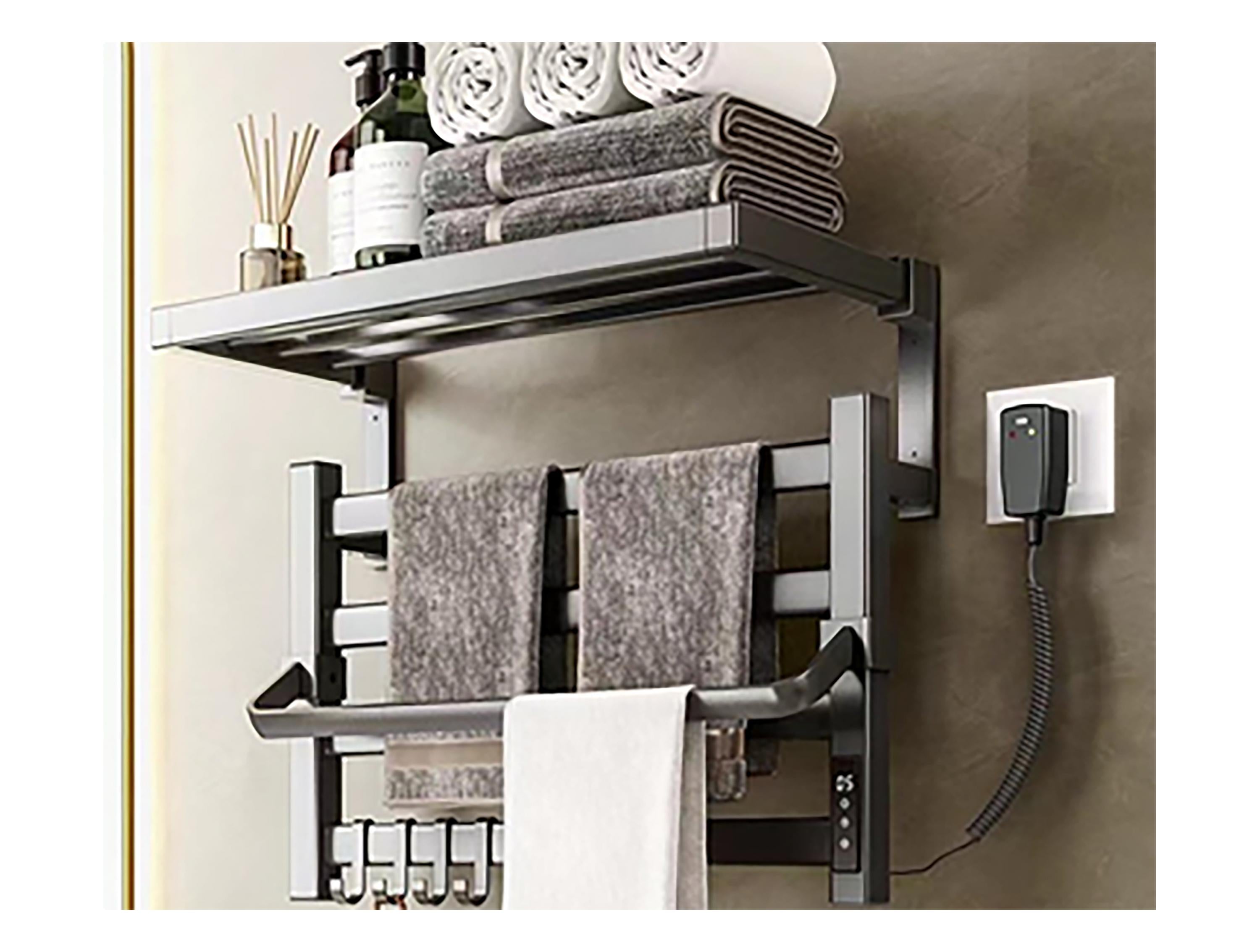 Scaldasalviette elettrico con mensola colore nero 55W