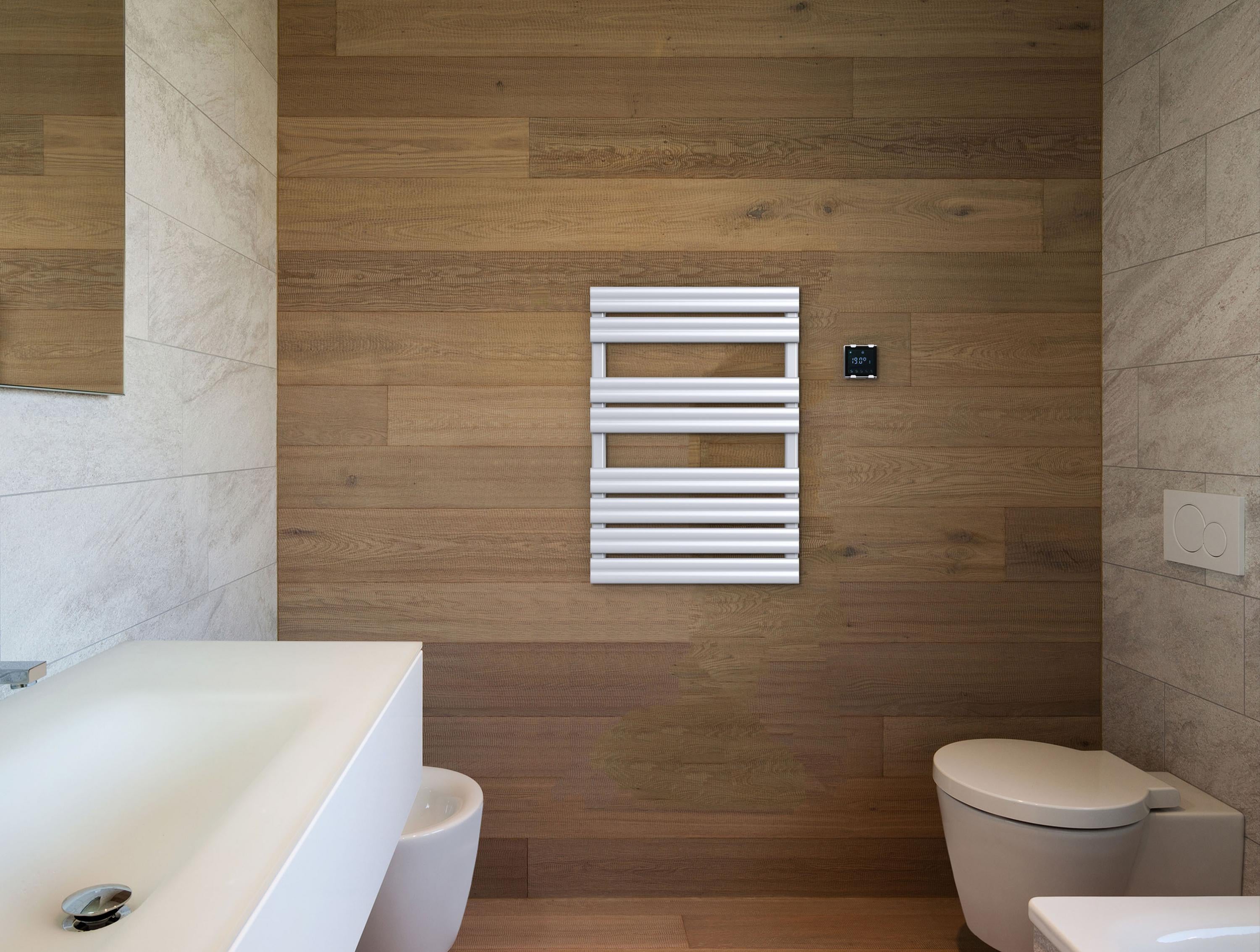 Portasciugamani bianco con comando wireless