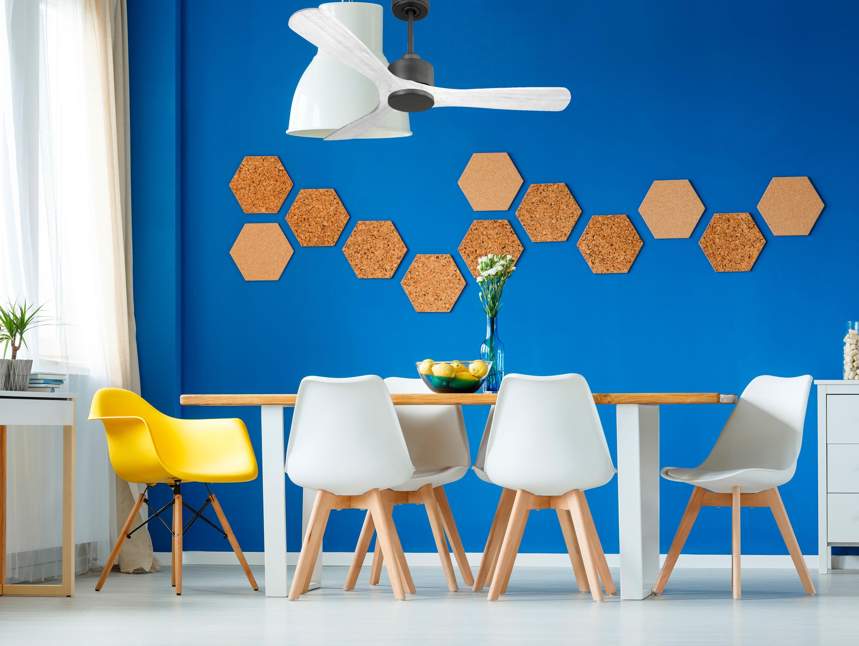 Ventilatore da soffitto Reversibile Termostato Wifi Motore CC Tetti inclinati Telecomando Hypersilence Memoria
