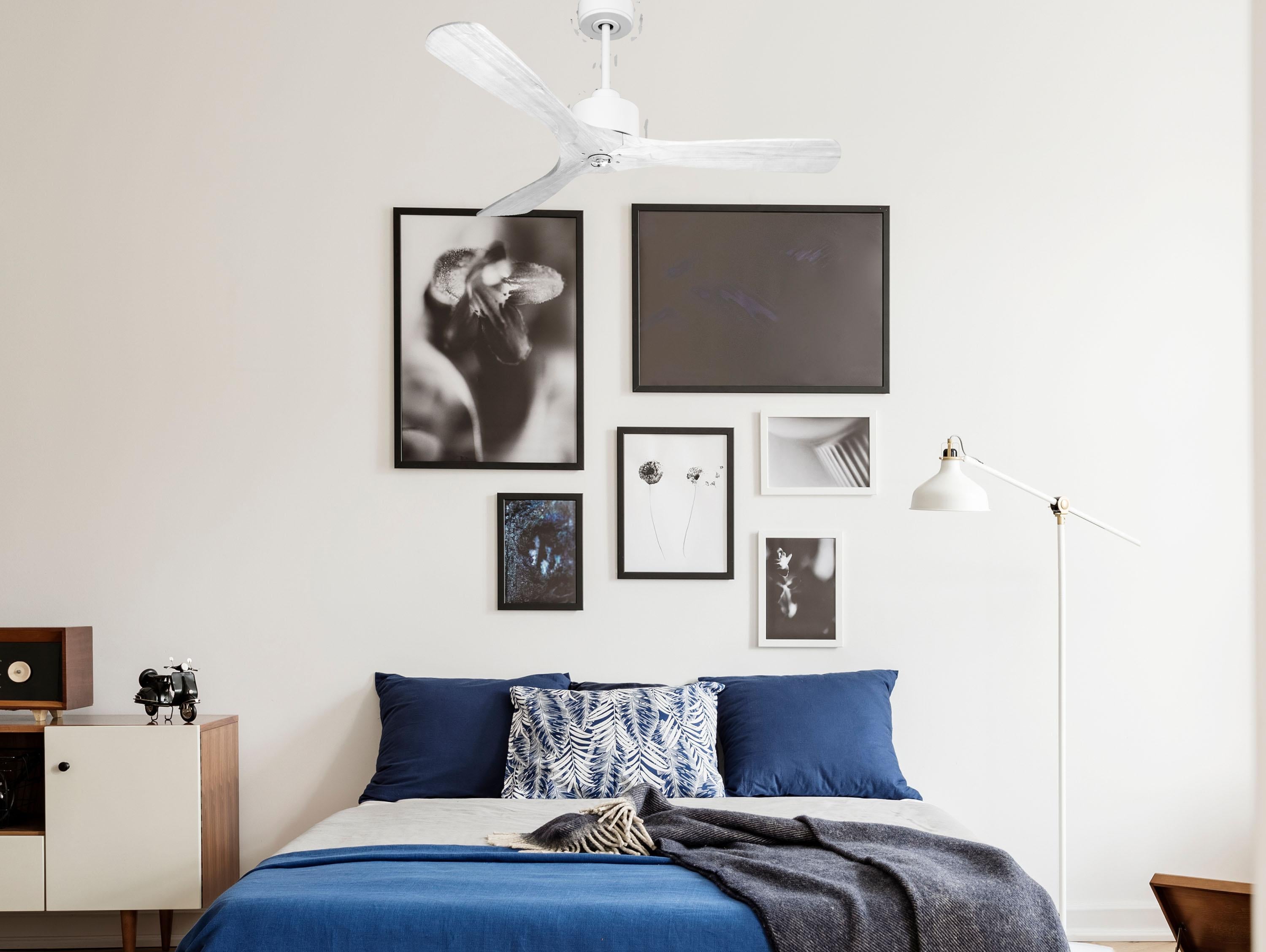 Ventilatore da soffitto Reversibile Termostato Dimmabile Wifi Motore CC Tetti inclinati Telecomando Luce a tre toni Hypersilence Memoria Shopify Vendible (AUTOMATICO)