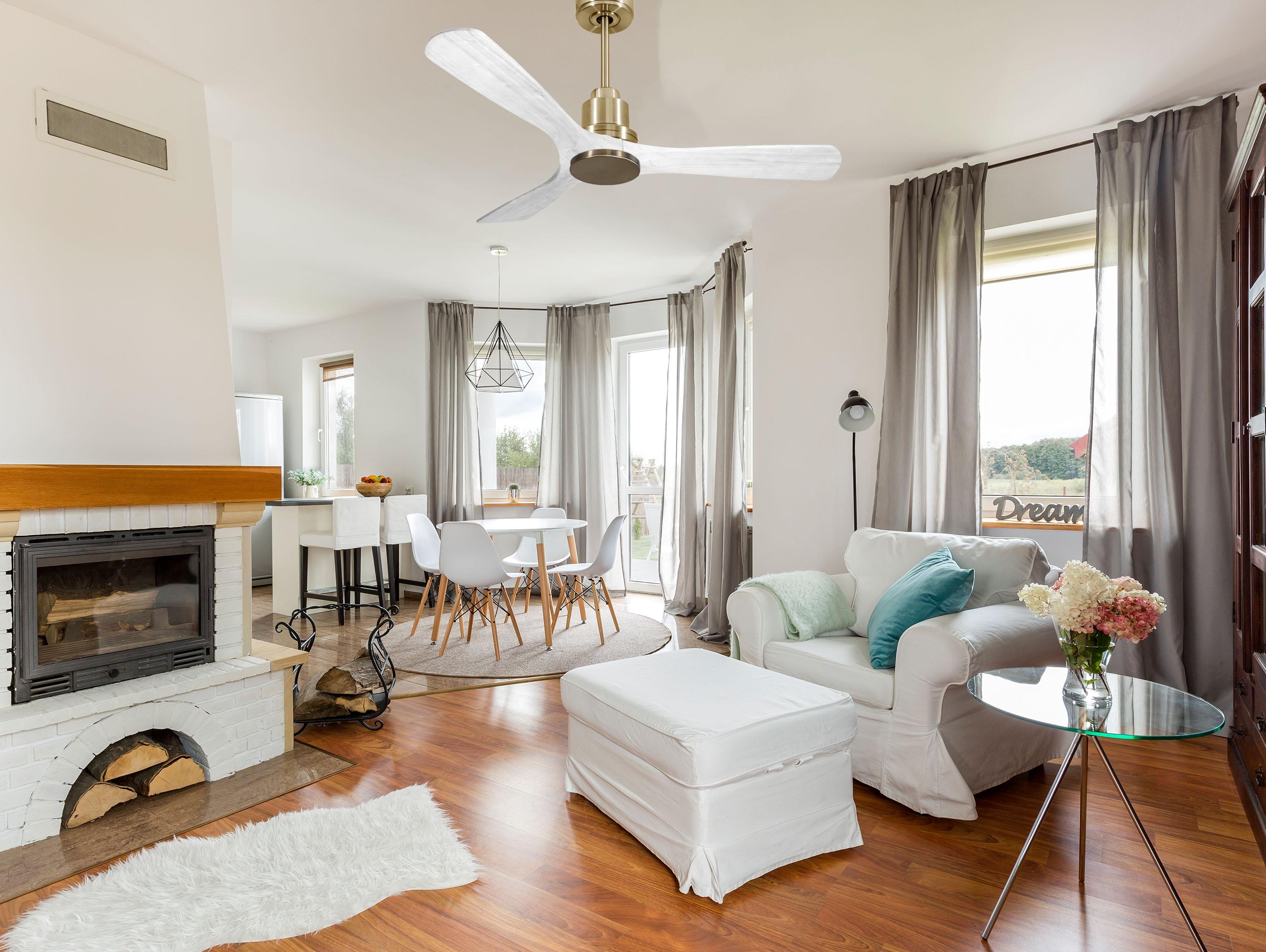 Ventilatore da soffitto Reversibile Termostato Wifi Motore CC Tetti inclinati Telecomando Hypersilence Memoria Shopify Vendible (AUTOMATICO)