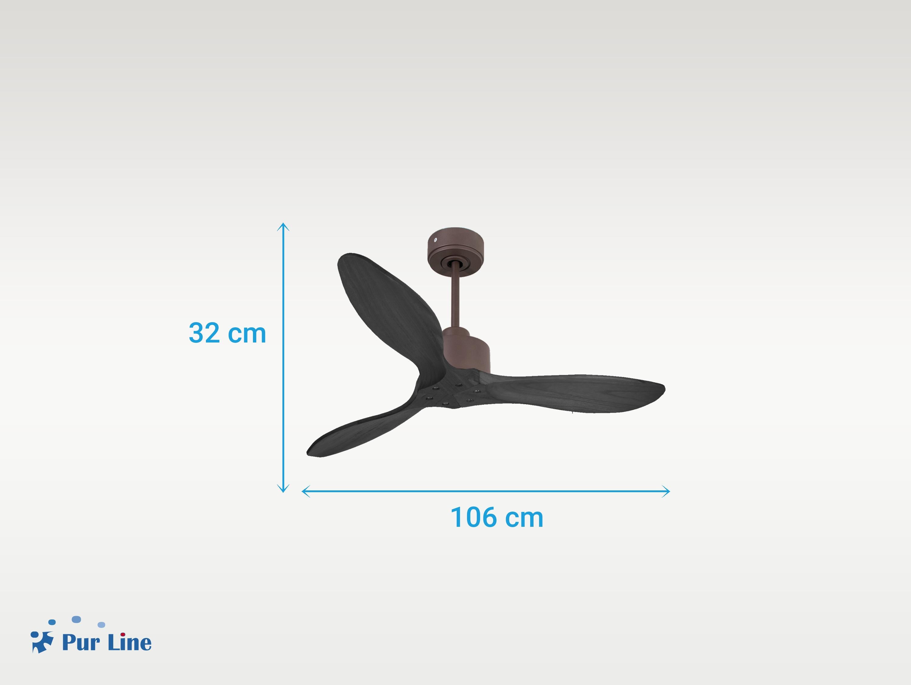 Ventilatore da soffitto Reversibile Termostato Wifi Motore CC Tetti inclinati Telecomando Hypersilence Memoria FullWood