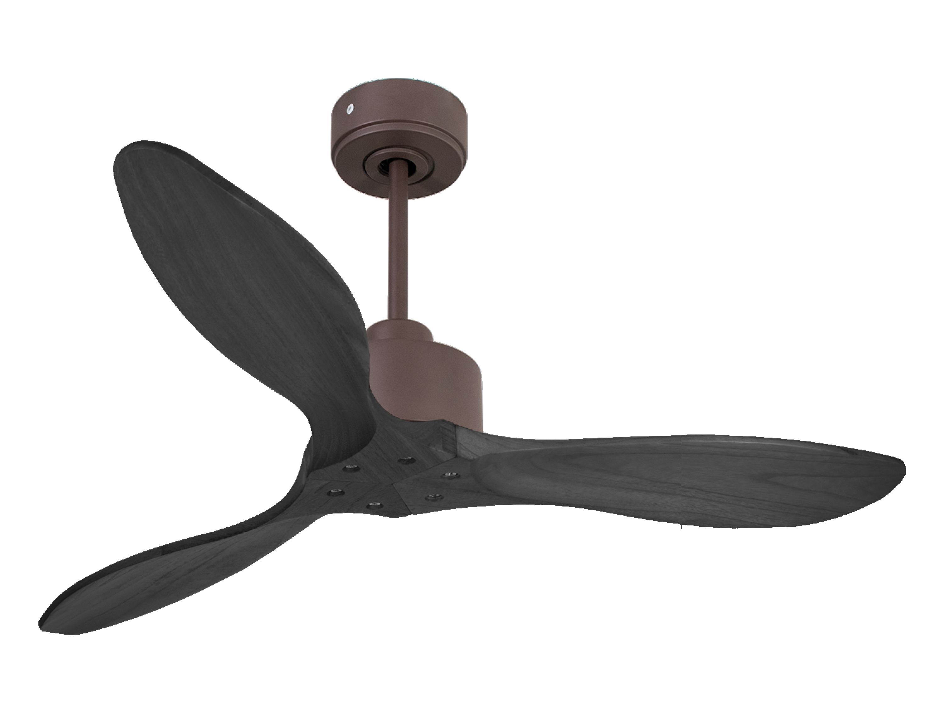 Ventilatore da soffitto Reversibile Termostato Wifi Motore CC Tetti inclinati Telecomando Hypersilence Memoria FullWood