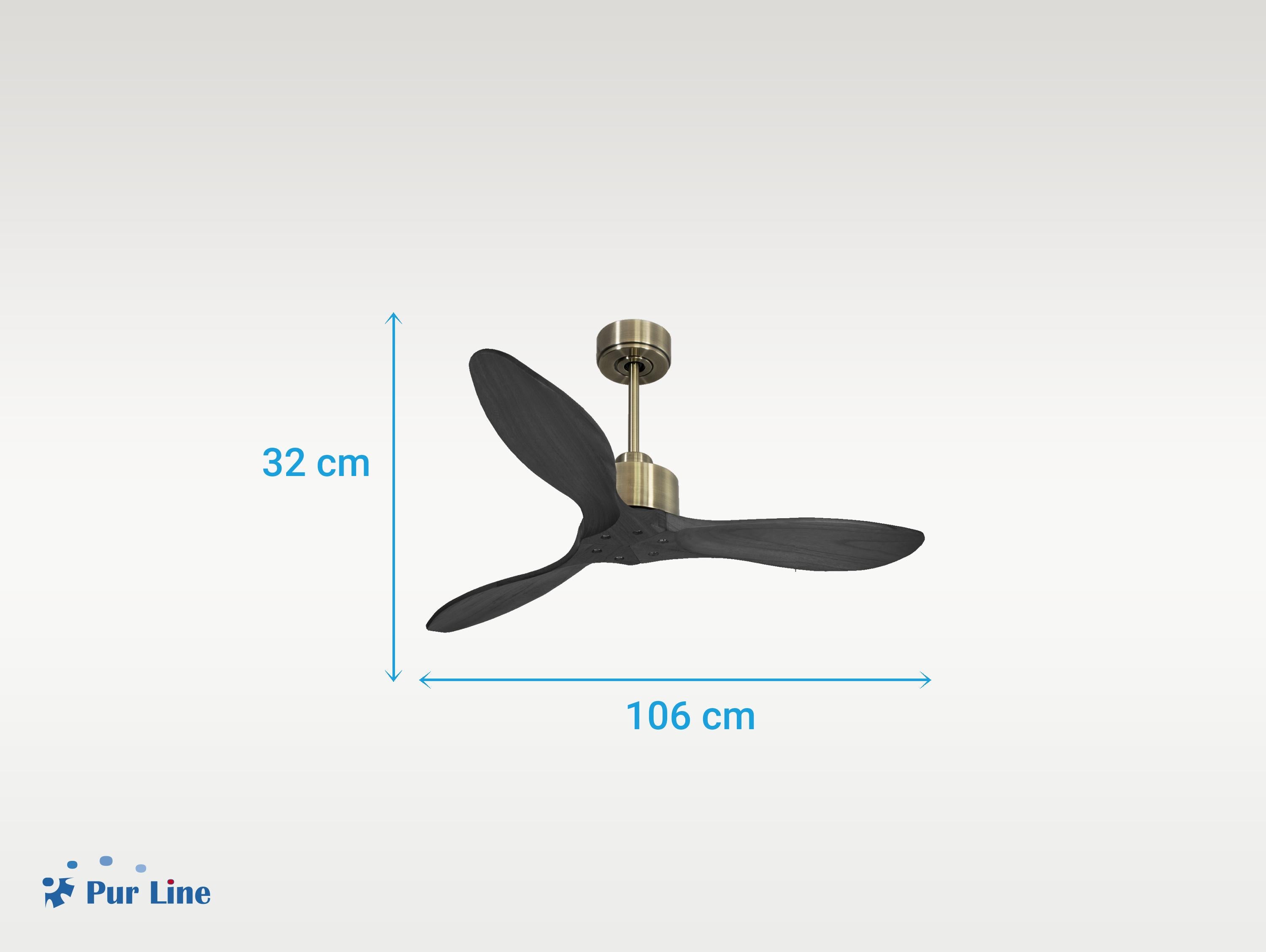 Ventilatore da soffitto Reversibile Termostato Wifi Motore CC Tetti inclinati Telecomando Hypersilence Memoria FullWood