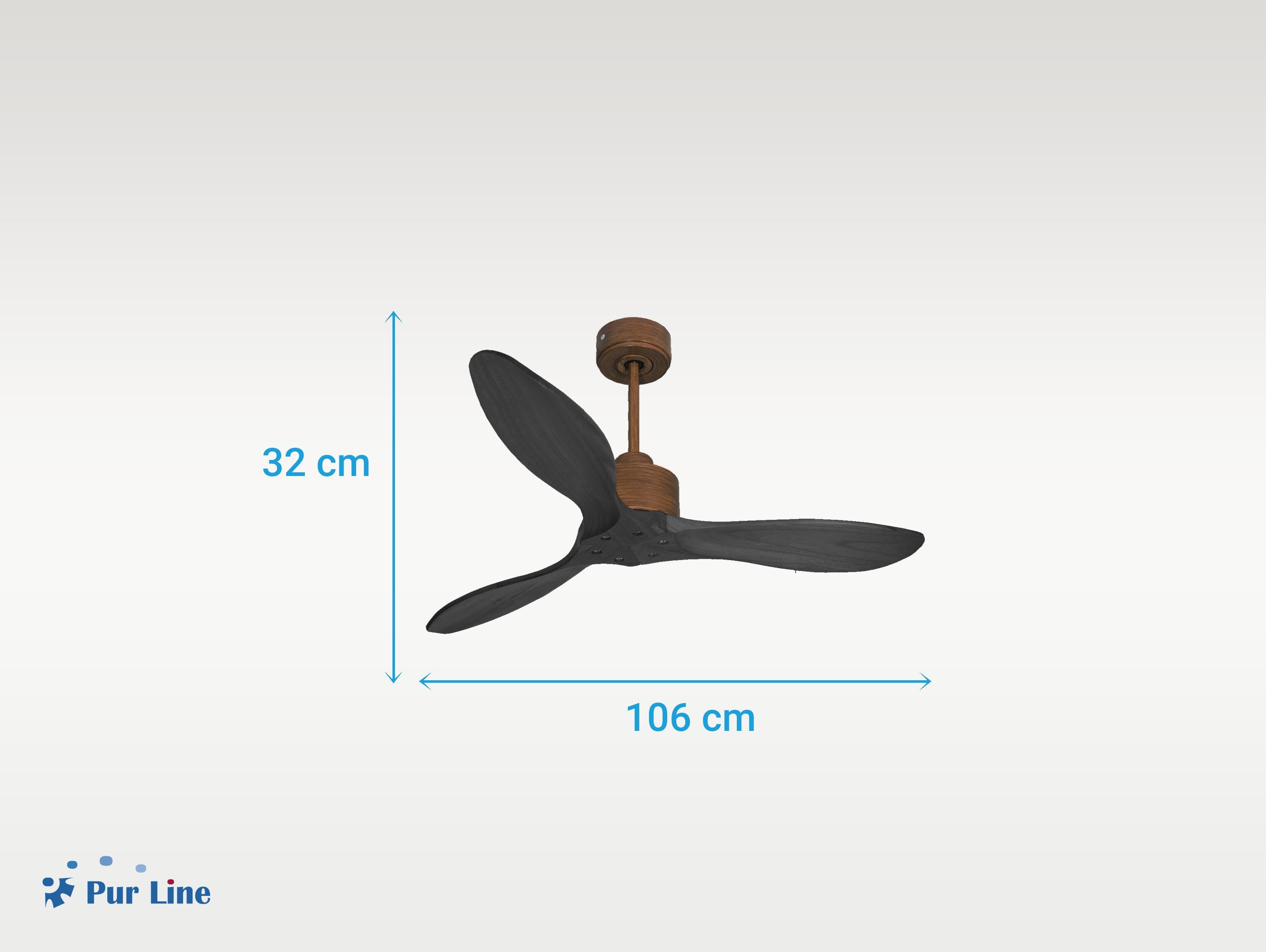 Ventilatore da soffitto Reversibile Termostato Wifi Motore CC Tetti inclinati Telecomando Hypersilence Memoria FullWood