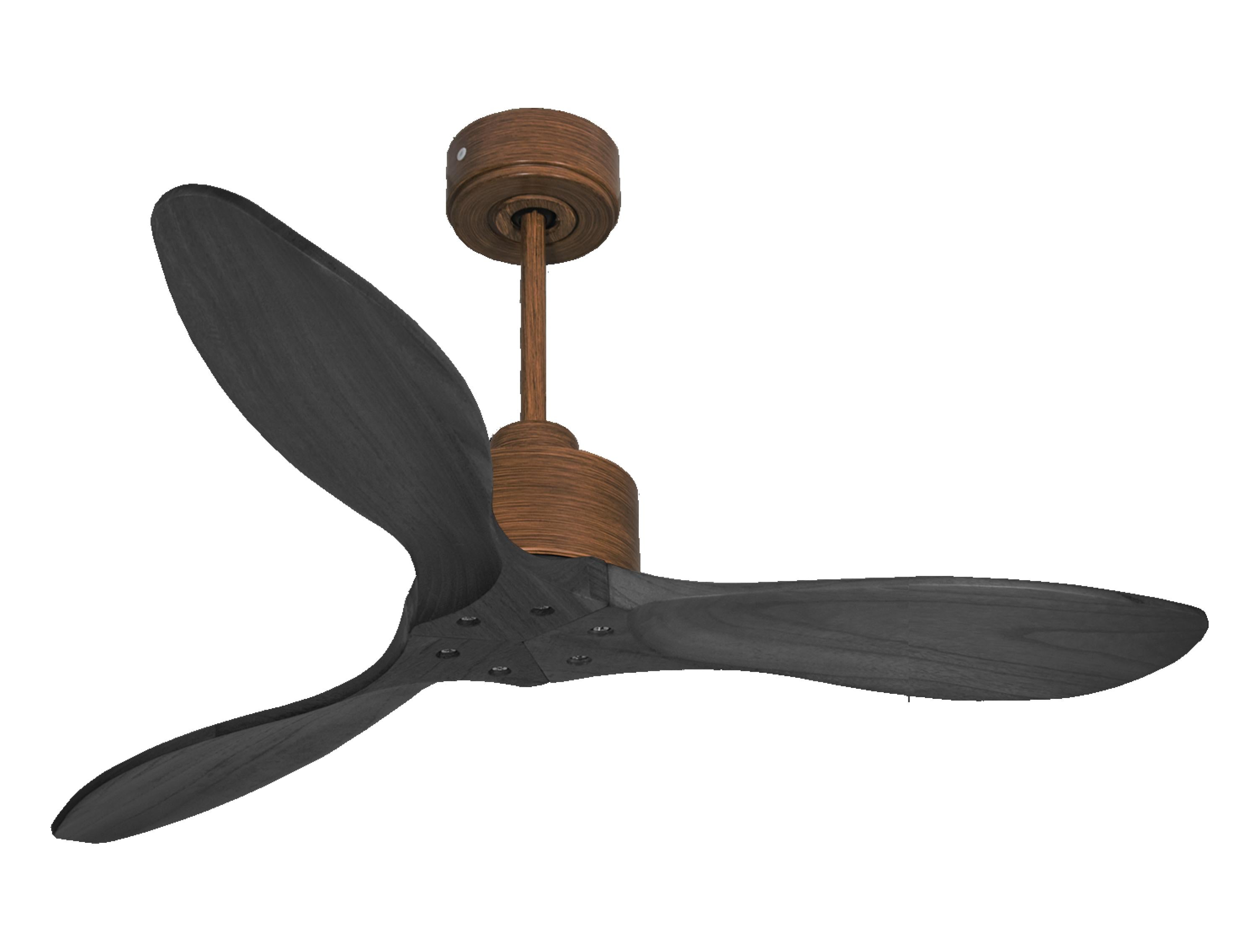 Ventilatore da soffitto Reversibile Termostato Wifi Motore CC Tetti inclinati Telecomando Hypersilence Memoria FullWood