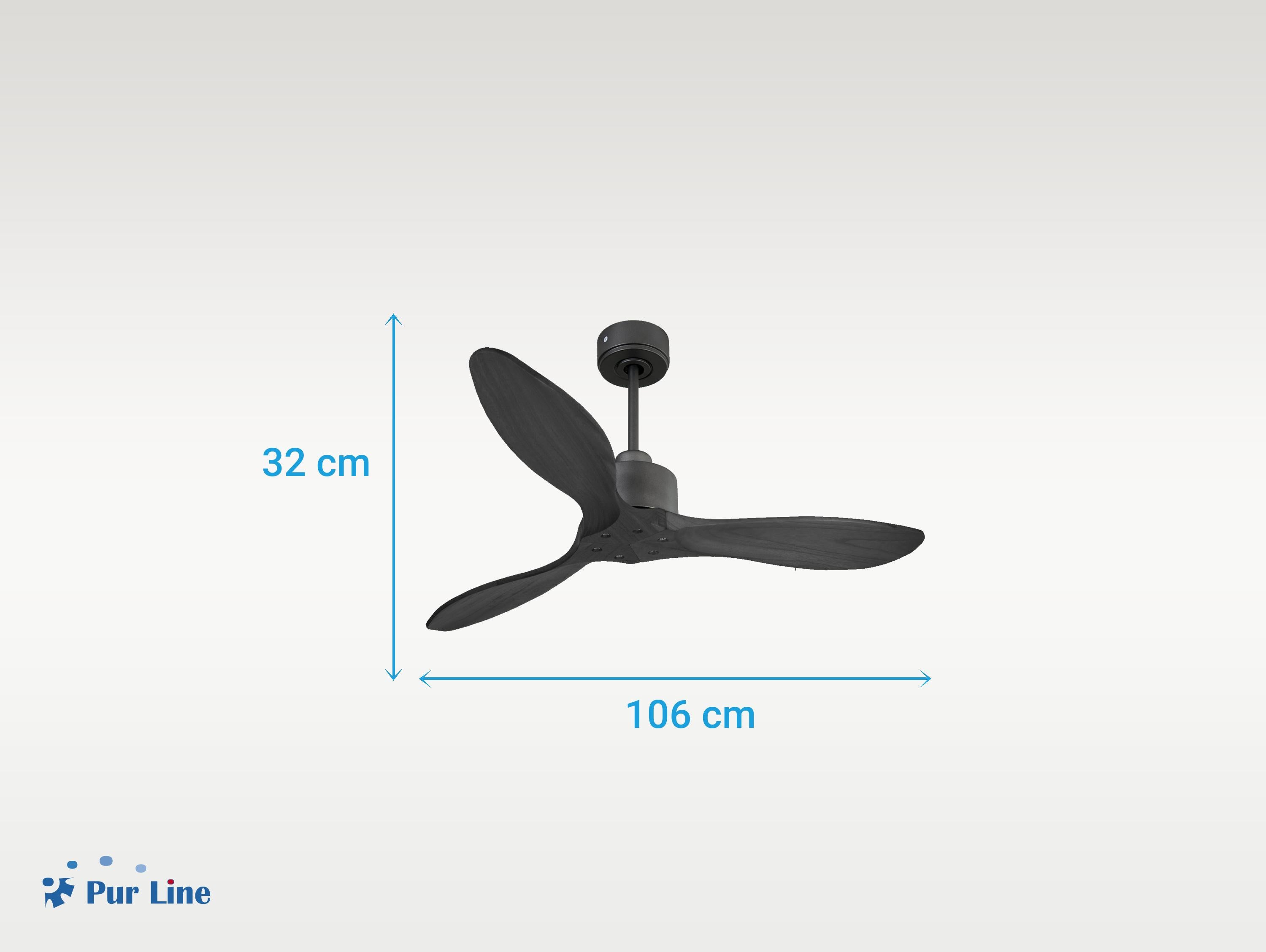 Ventilatore da soffitto Reversibile Termostato Wifi Motore CC Tetti inclinati Telecomando Hypersilence Memoria FullWood