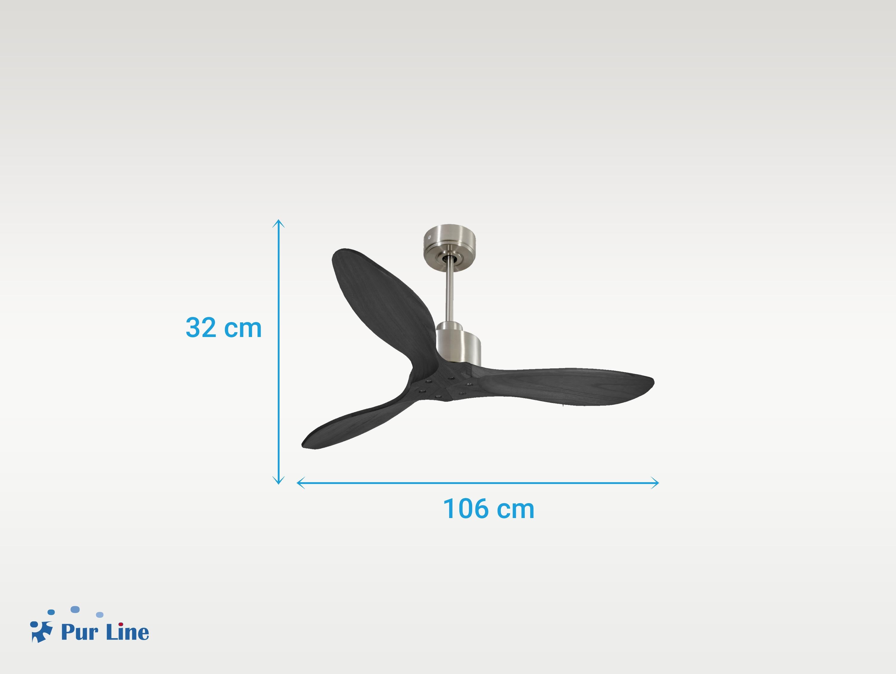 Ventilatore da soffitto Reversibile Termostato Wifi Motore CC Tetti inclinati Telecomando Hypersilence Memoria FullWood