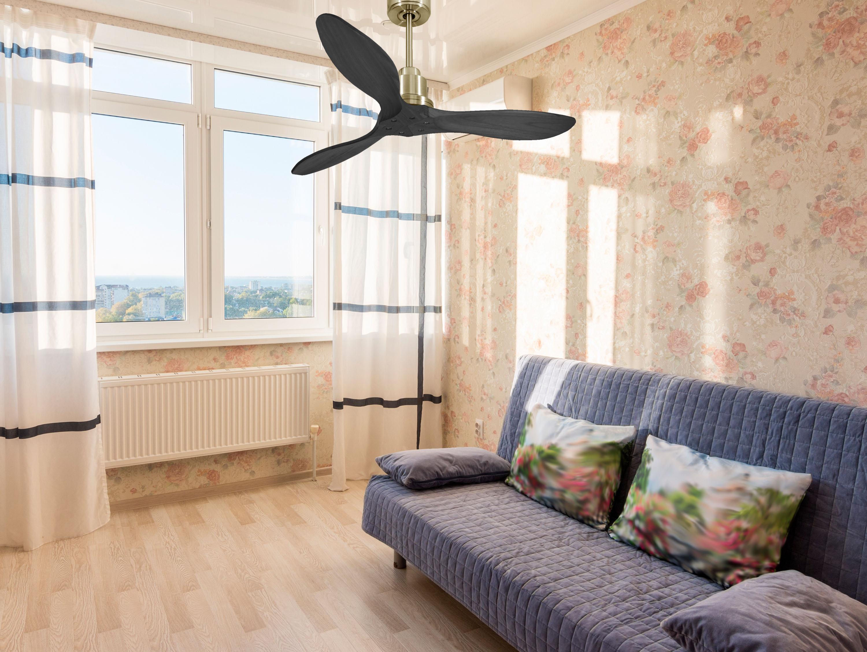 Ventilatore da soffitto Reversibile Termostato Wifi Motore CC Tetti inclinati Telecomando Hypersilence Memoria FullWood