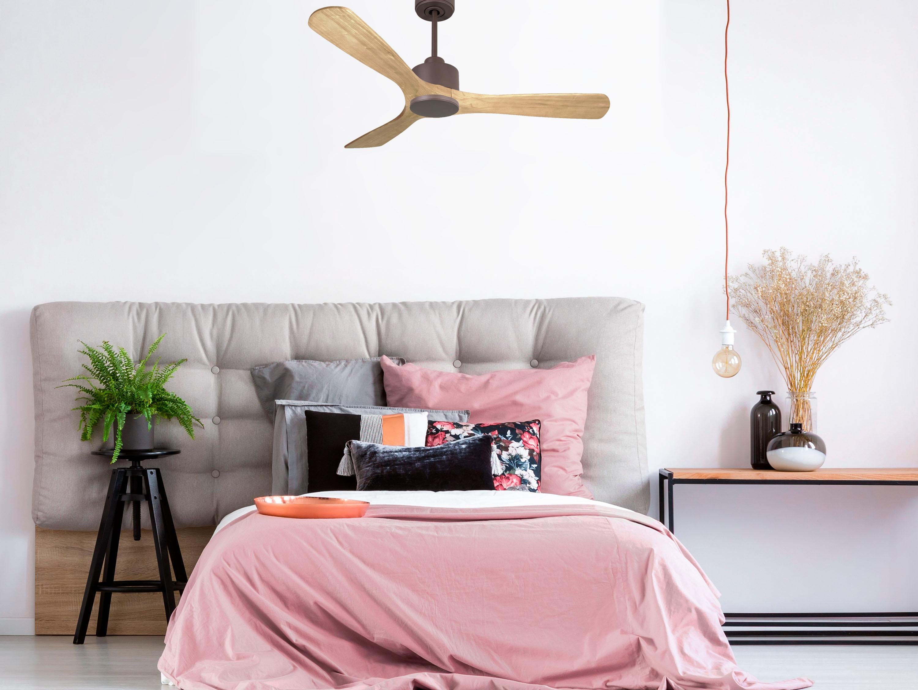 Ventilatore da soffitto Reversibile Termostato Wifi Motore CC Tetti inclinati Telecomando Hypersilence Memoria