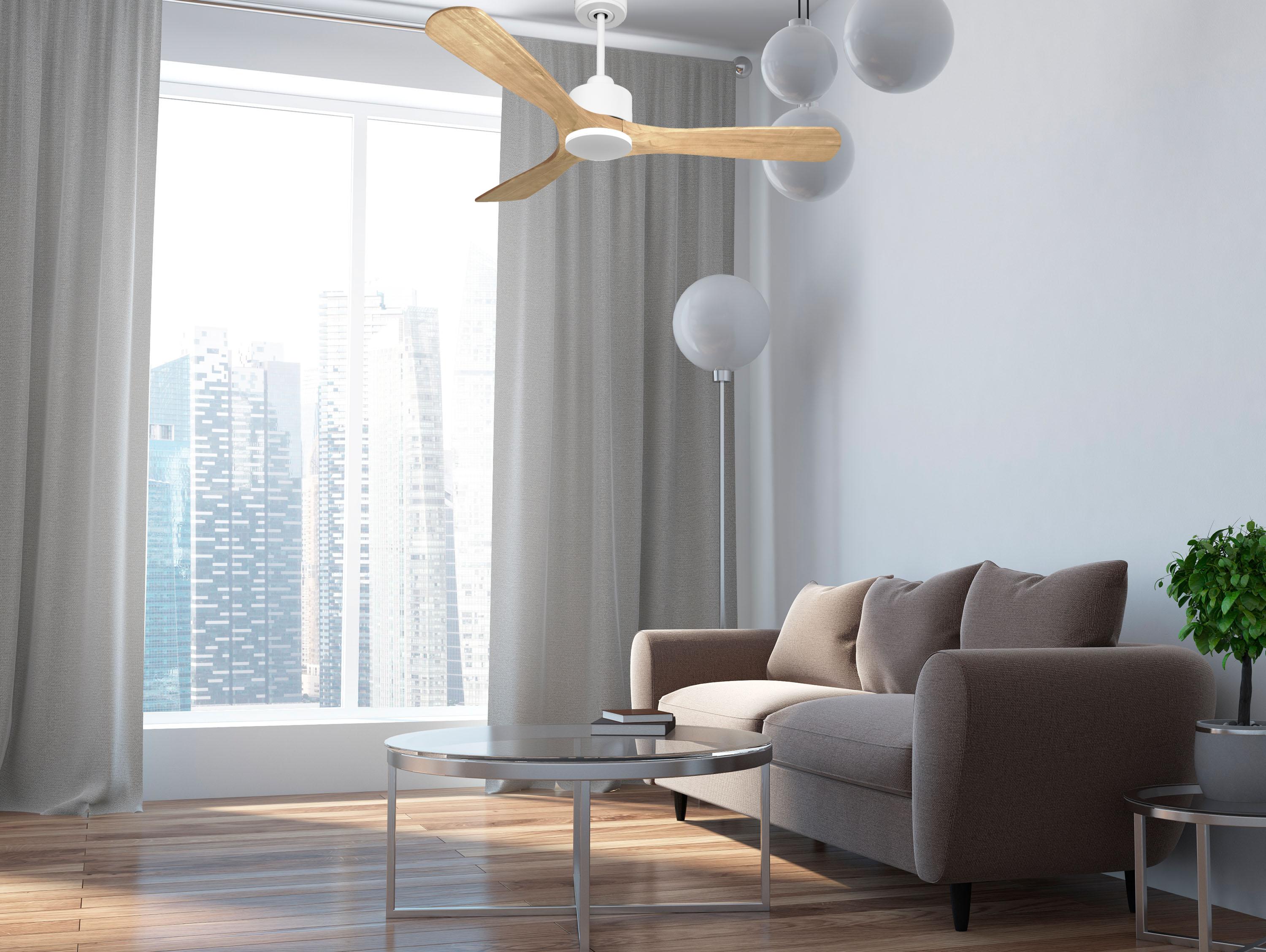 Ventilatore da soffitto Reversibile Termostato Wifi Motore CC Tetti inclinati Telecomando Hypersilence Memoria