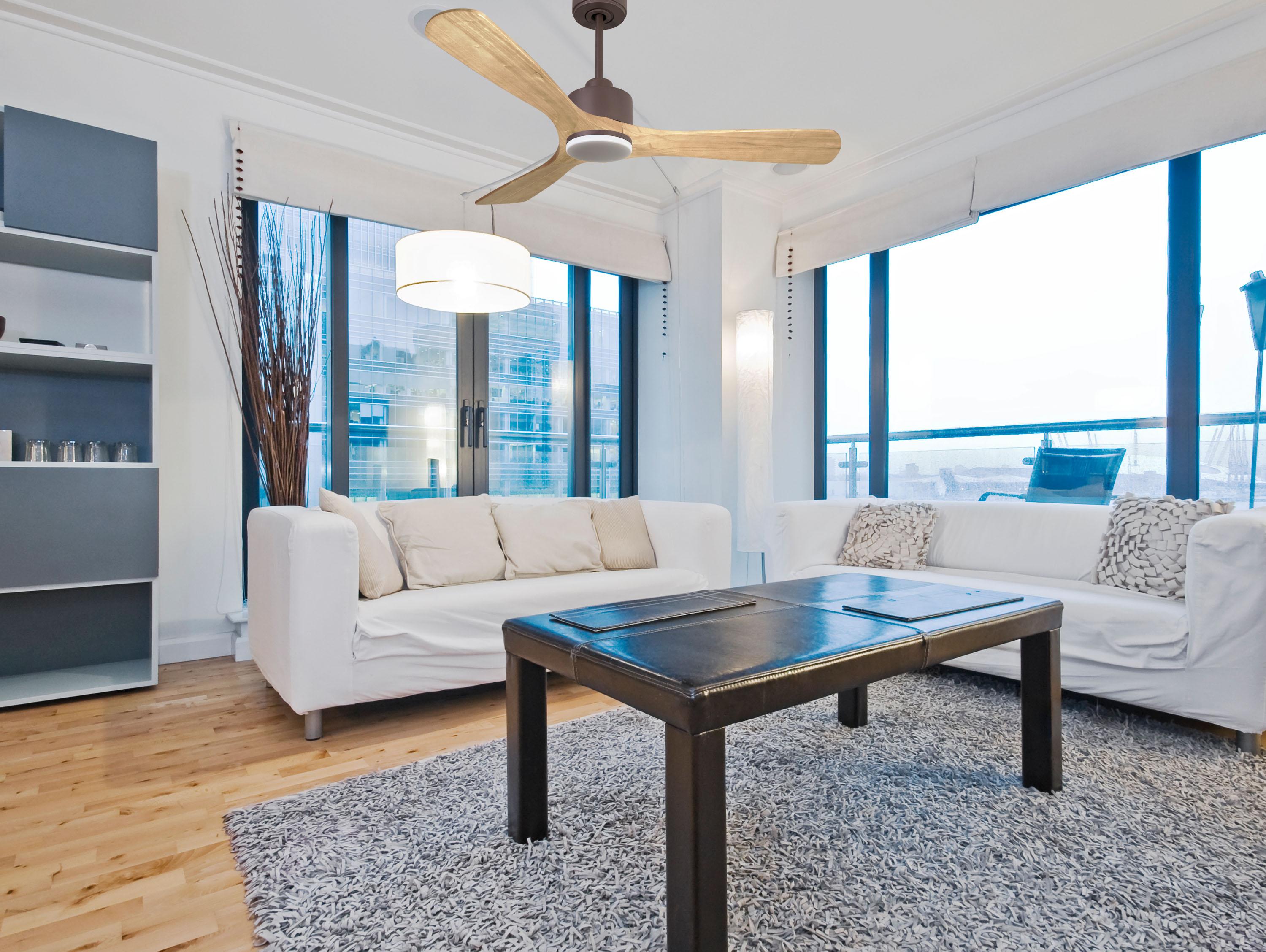 Ventilatore da soffitto Reversibile Termostato Dimmabile Wifi Motore CC Tetti inclinati Telecomando Luce a tre toni Hypersilence Memoria