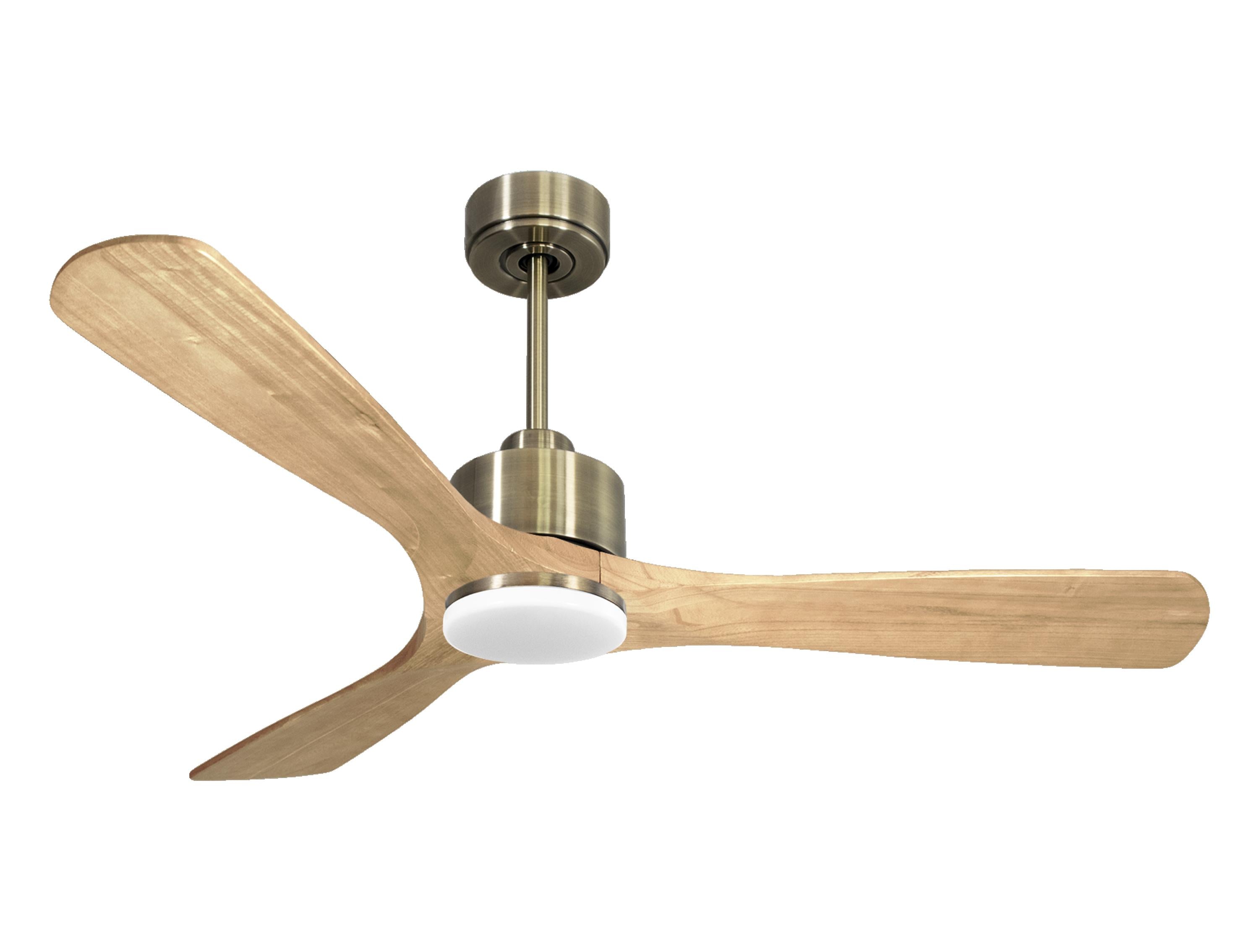 Ventilatore da soffitto Reversibile Termostato Dimmabile Wifi Motore CC Tetti inclinati Telecomando Luce a tre toni Hypersilence Memoria
