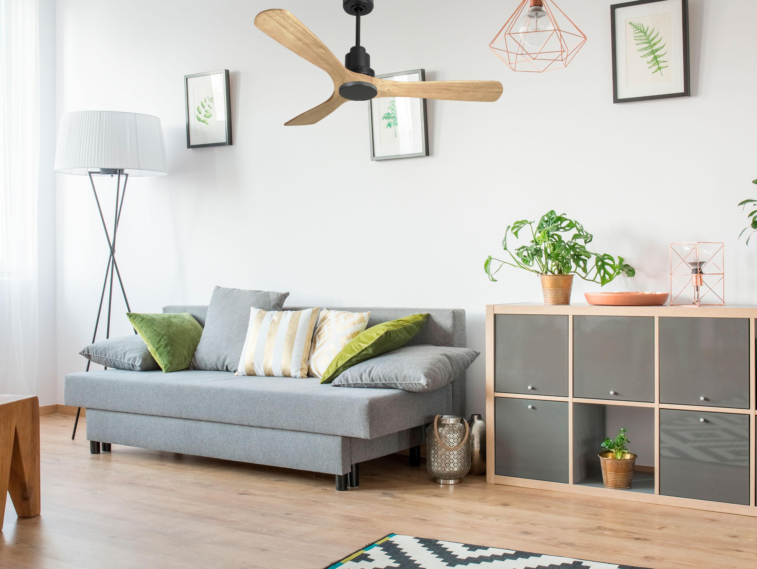 Ventilatore da soffitto Reversibile Termostato Wifi Motore CC Tetti inclinati Telecomando Hypersilence Memoria Shopify Vendible (AUTOMATICO)