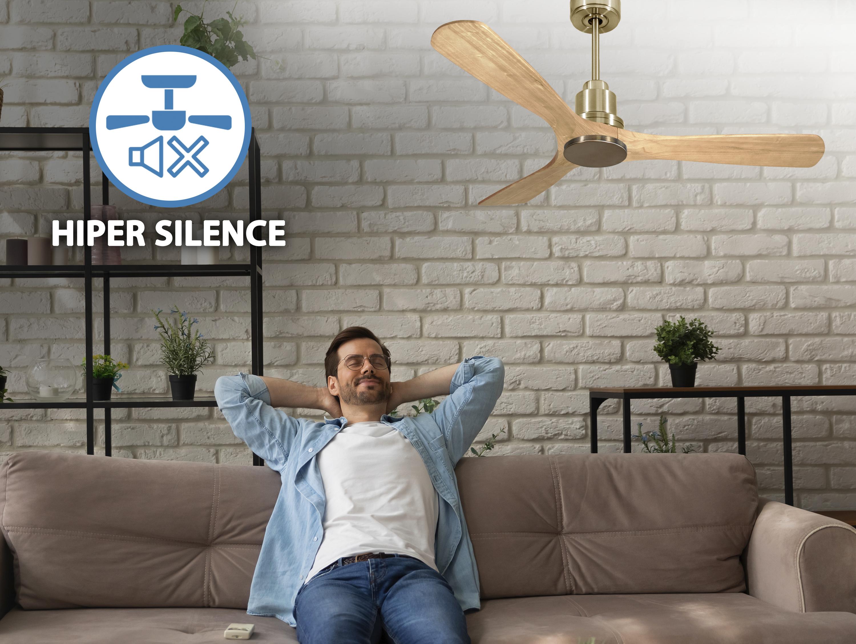 Ventilatore da soffitto Reversibile Termostato Wifi Motore CC Tetti inclinati Telecomando Hypersilence Memoria