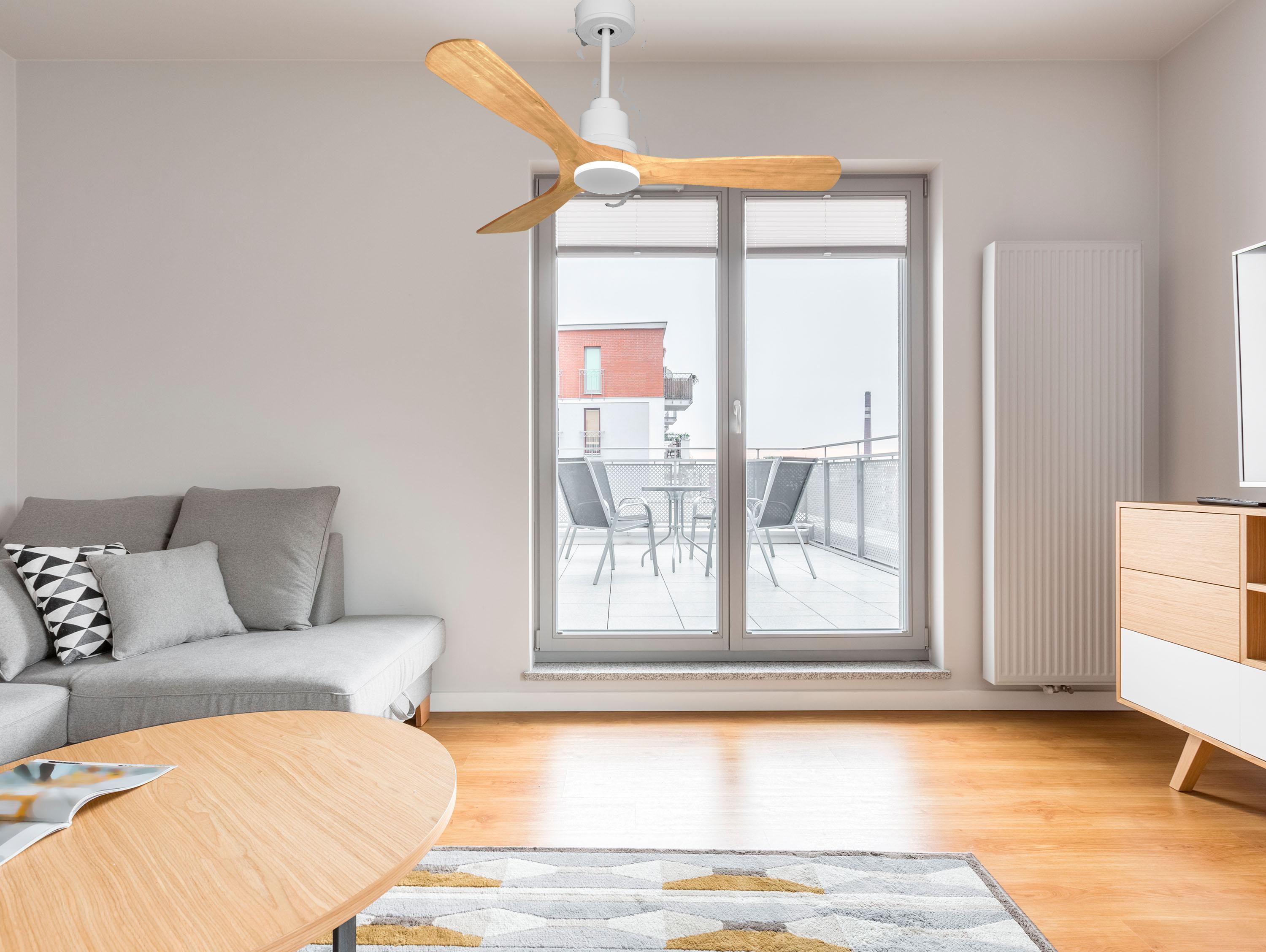 Ventilatore da soffitto Reversibile Termostato Wifi Motore CC Tetti inclinati Telecomando Hypersilence Memoria