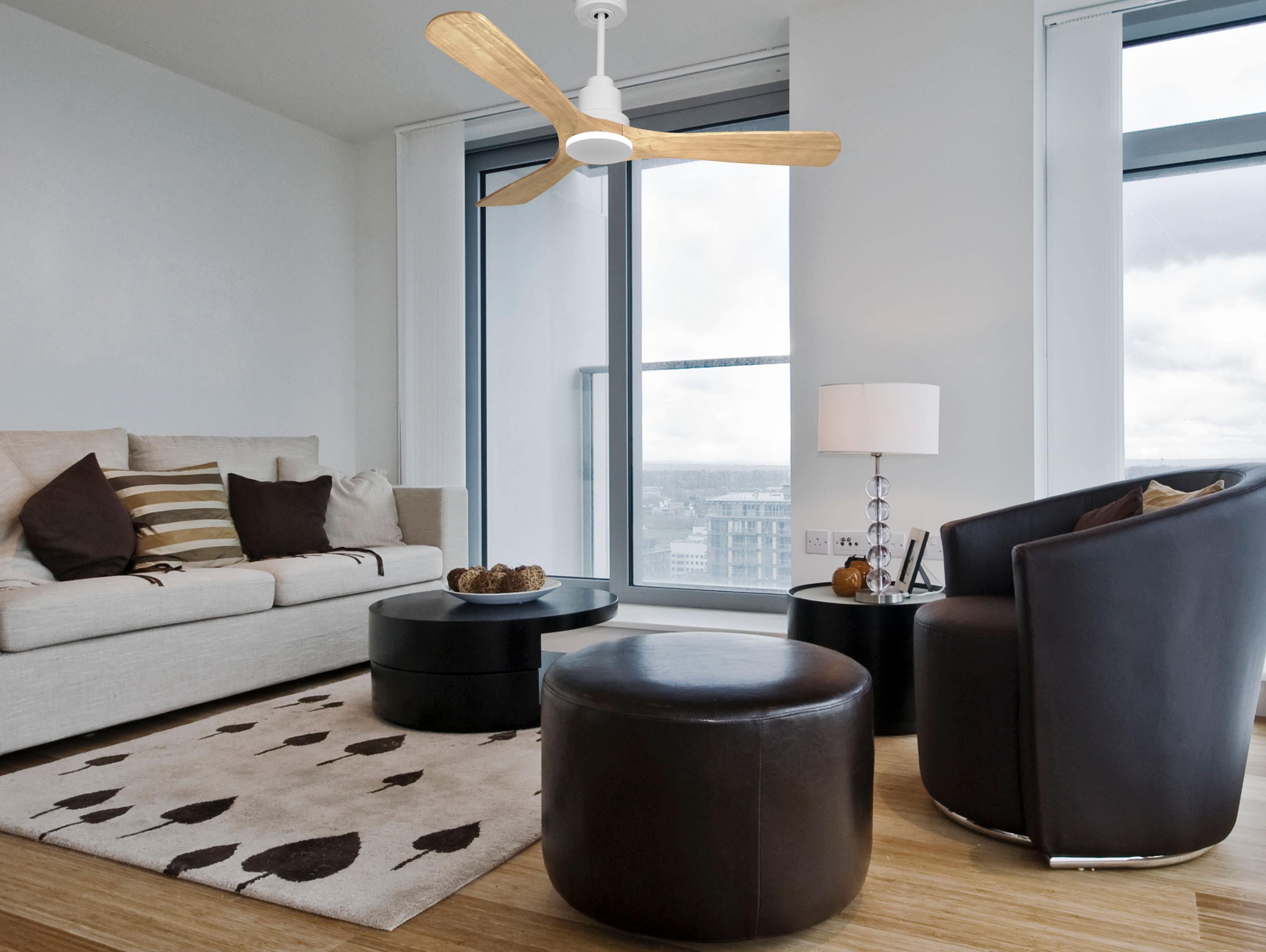 Ventilatore da soffitto Reversibile Termostato Wifi Motore CC Tetti inclinati Telecomando Hypersilence Memoria