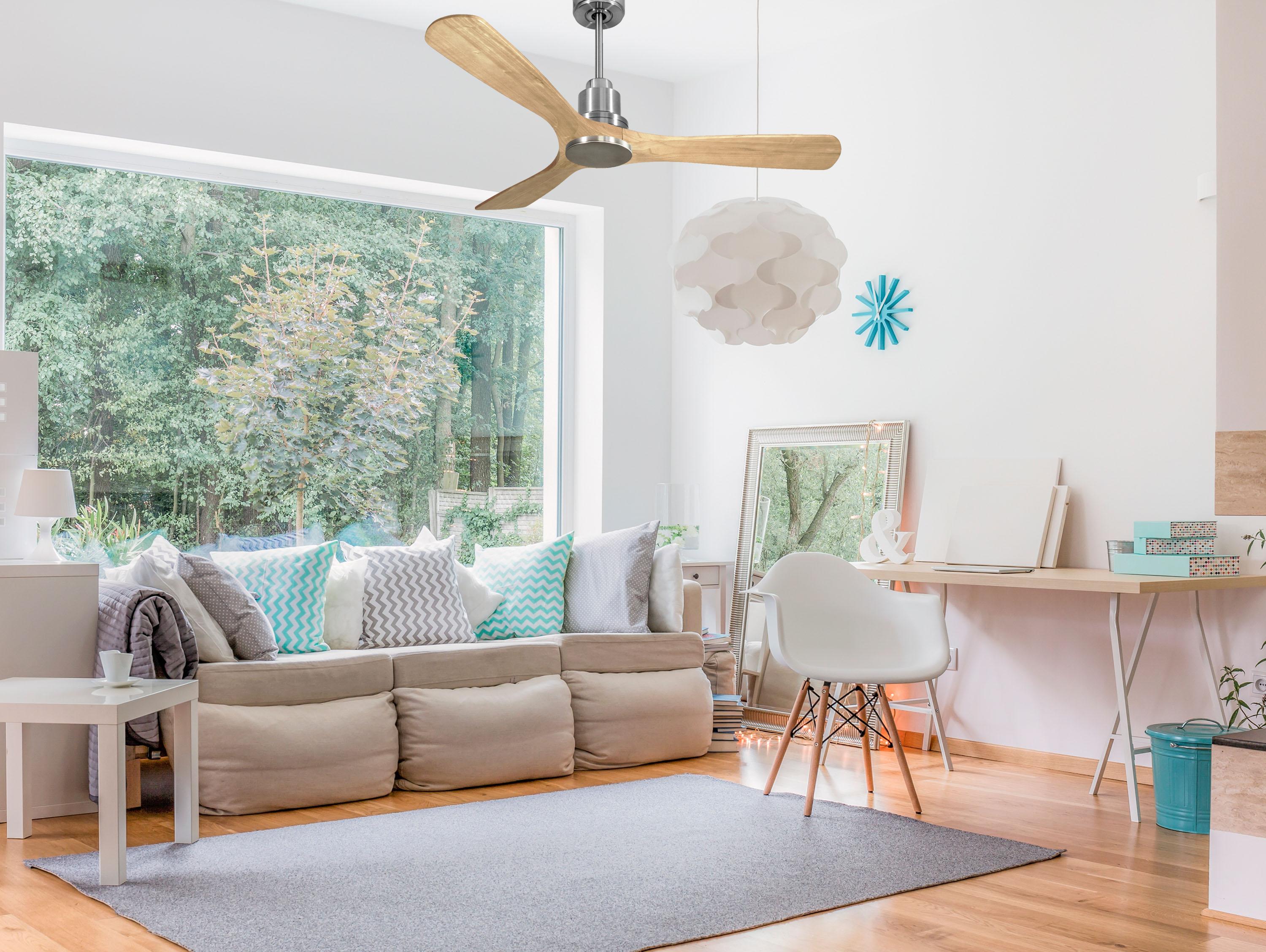 Ventilatore da soffitto Reversibile Termostato Wifi Motore CC Tetti inclinati Telecomando Hypersilence Memoria